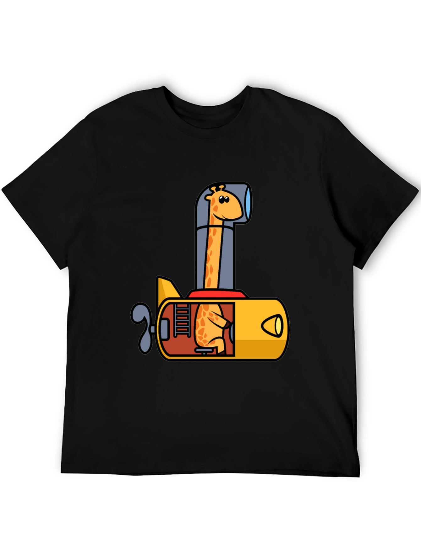 Black Giraffe Submarine Black T-Shirt view 5