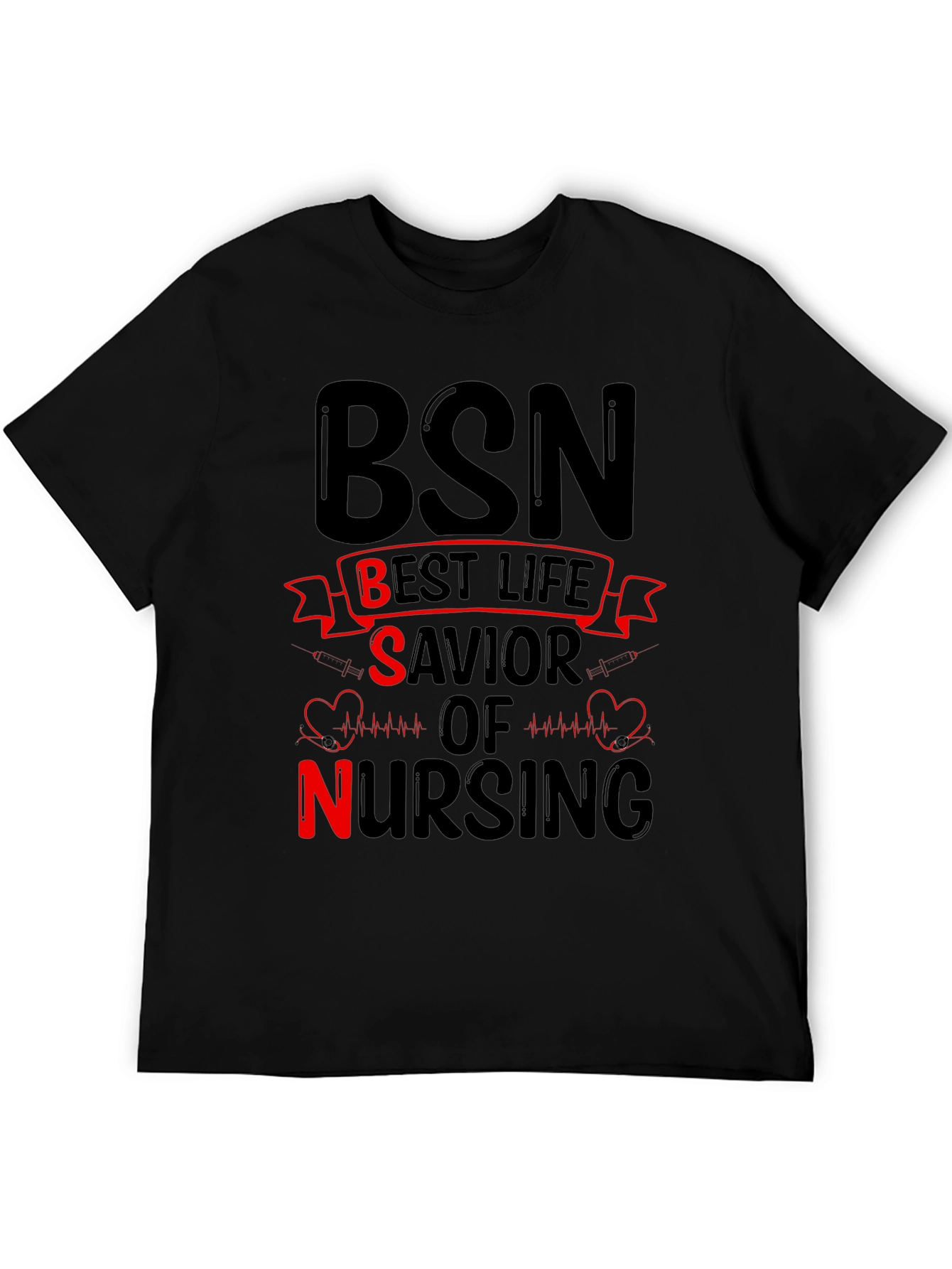 Black BSN Best Life Savior of Nursing T-Shirt view 5