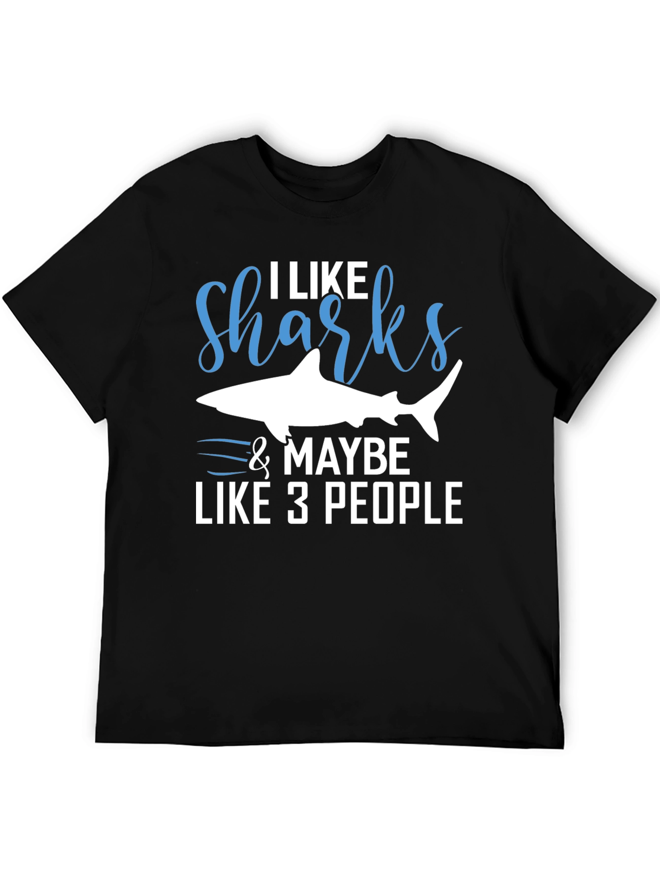 Black I Like Sharks & Maybe 3 People Graphic Tee view 5