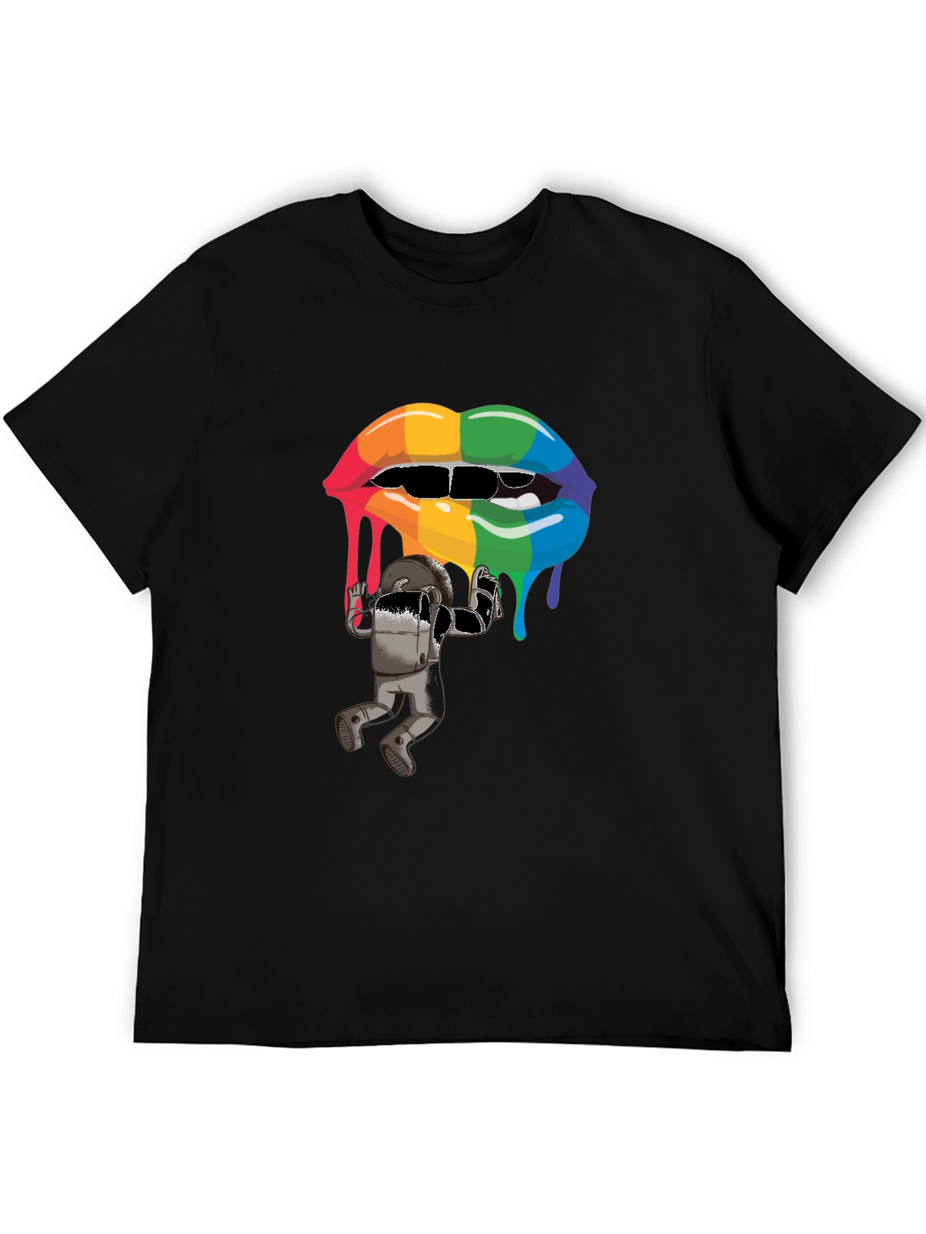 Black Rainbow Lips Graphic T-Shirt view 5