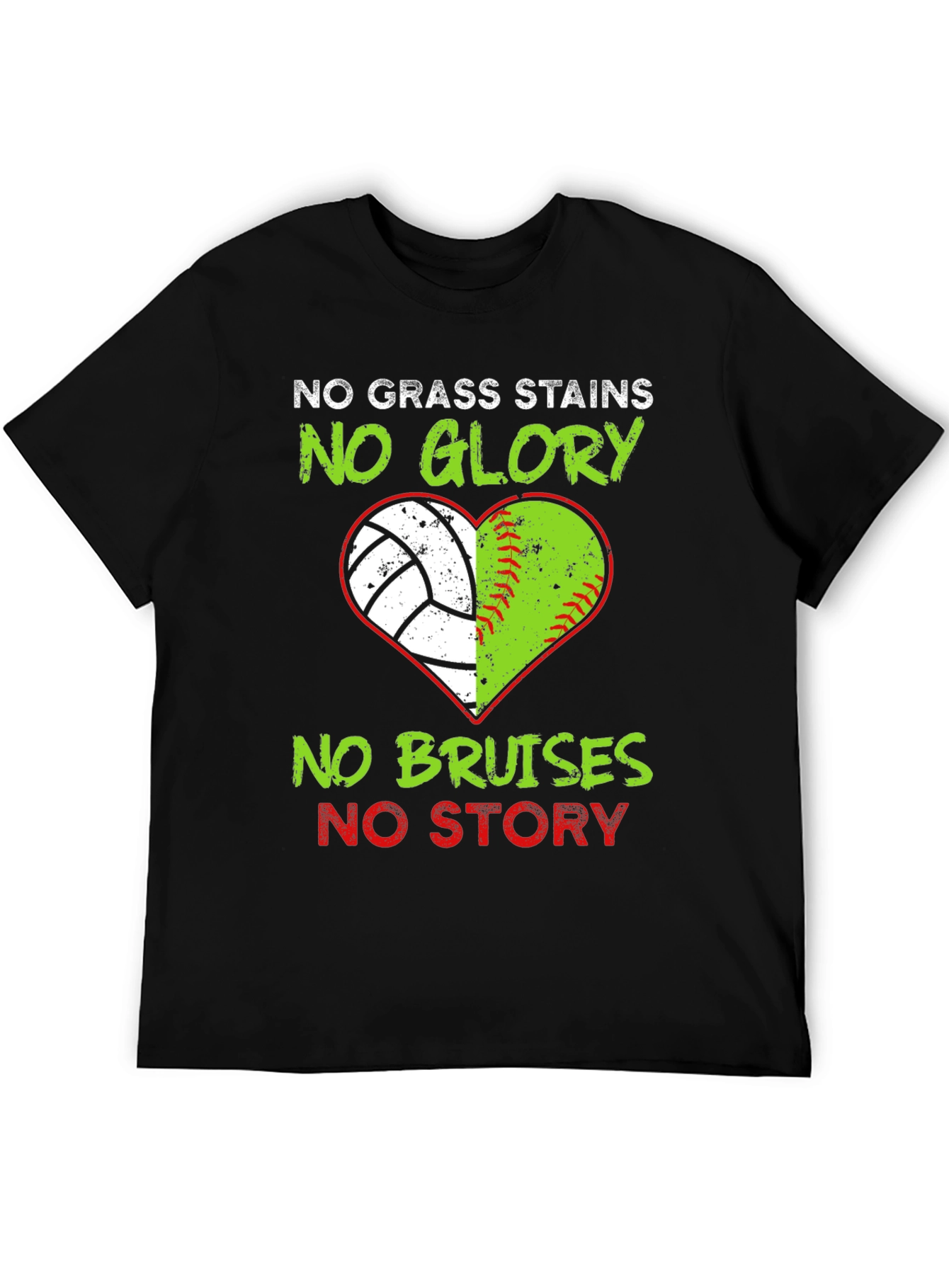Black No Grass Stains No Glory Heart T-Shirt view 5