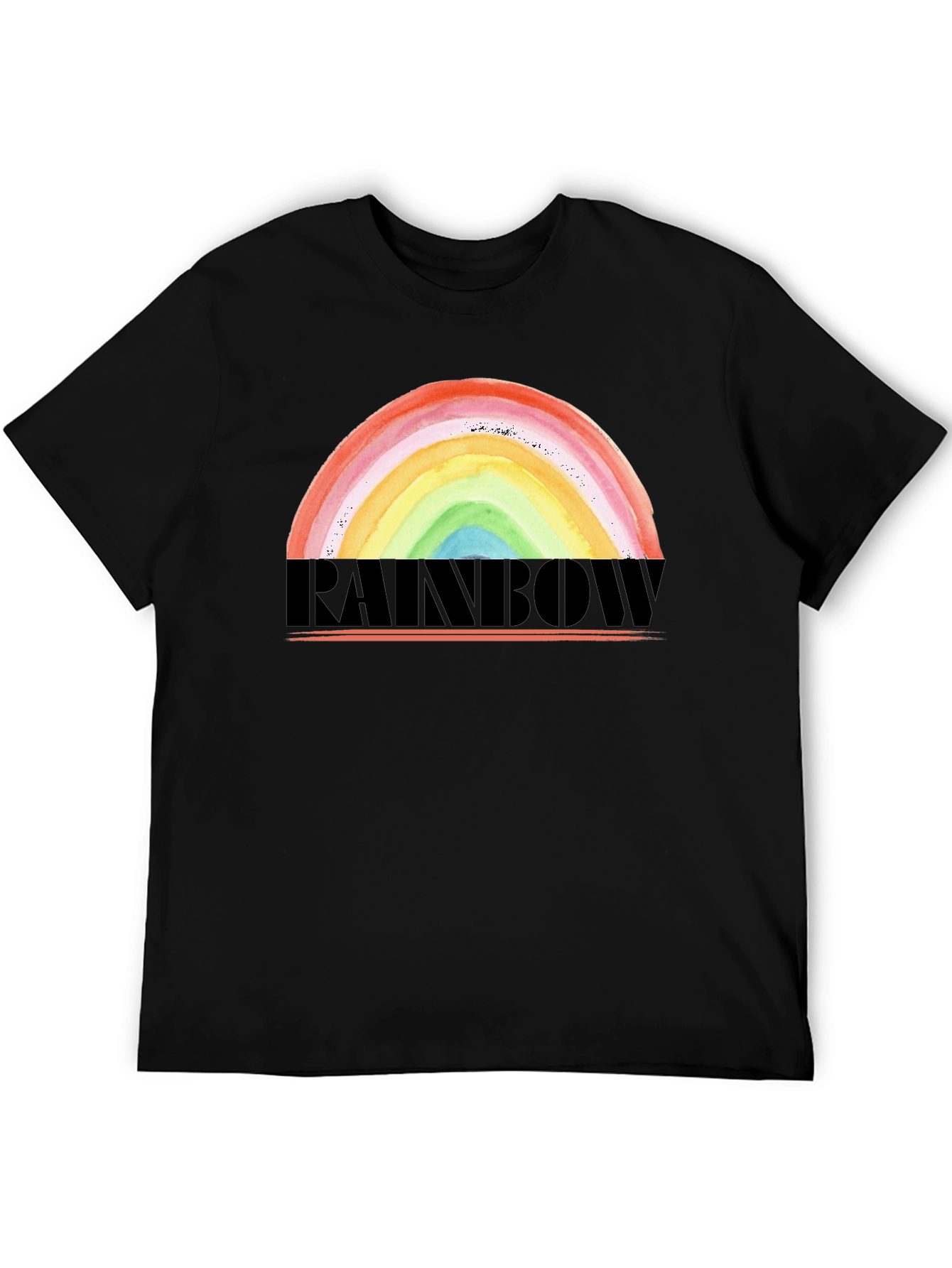 Black Rainbow Graphic Tee - Colorful Pride Design T-Shirt view 5