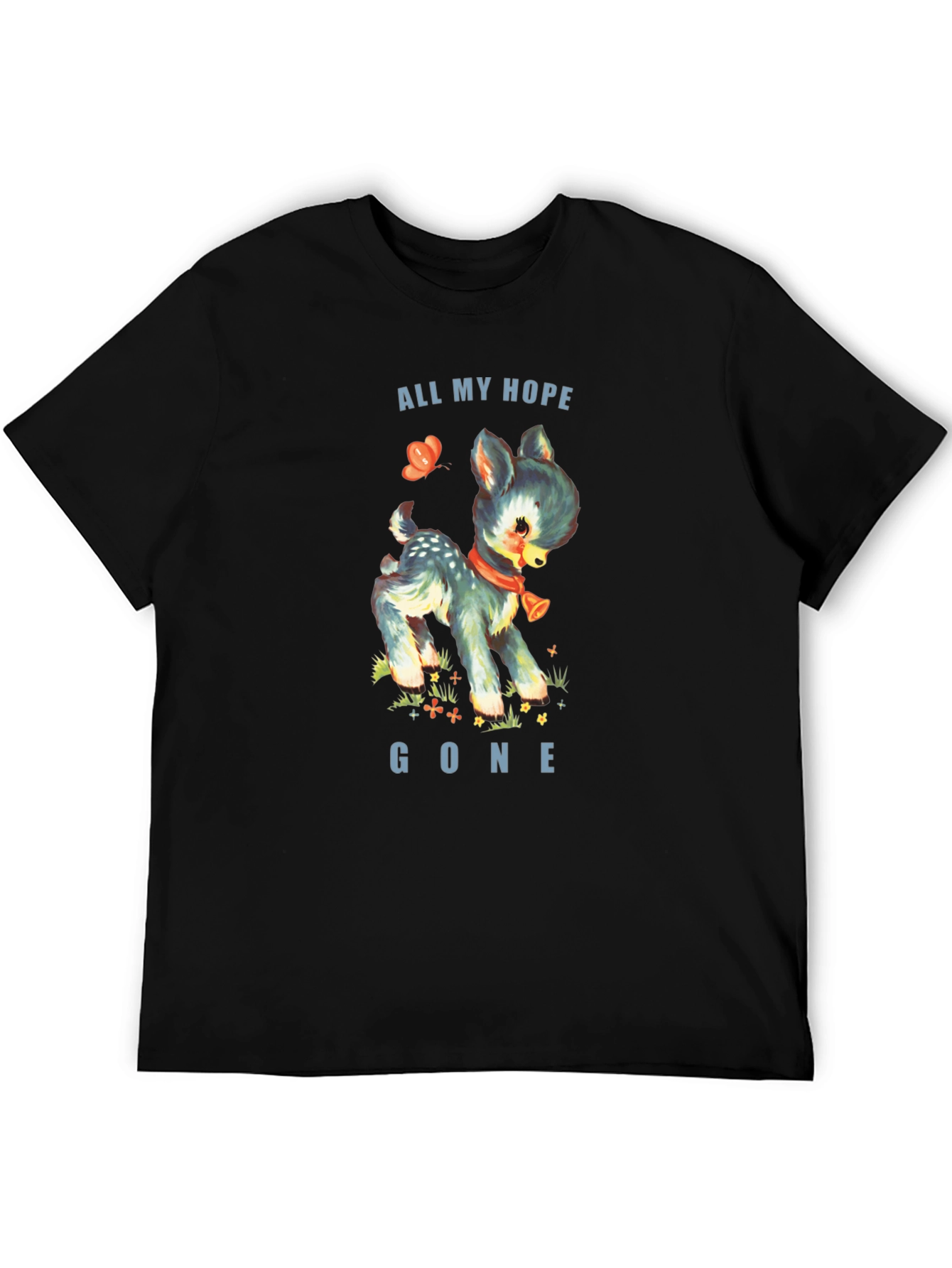 Black All My Hope Gone Deer Graphic Tee - Black view 5
