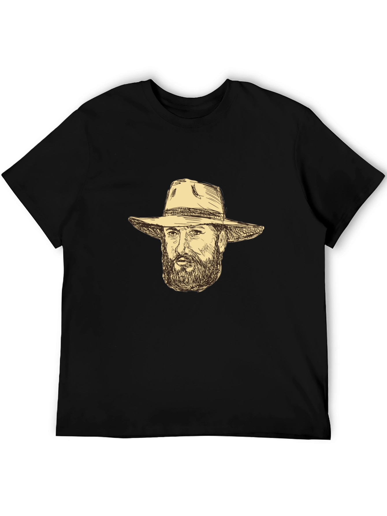 Black Black T-Shirt with Cowboy Sketch view 5