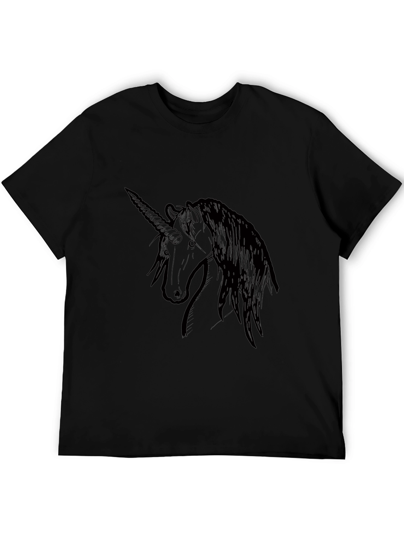 Black Unicorn Graphic Tee - Black Cotton T-Shirt view 5