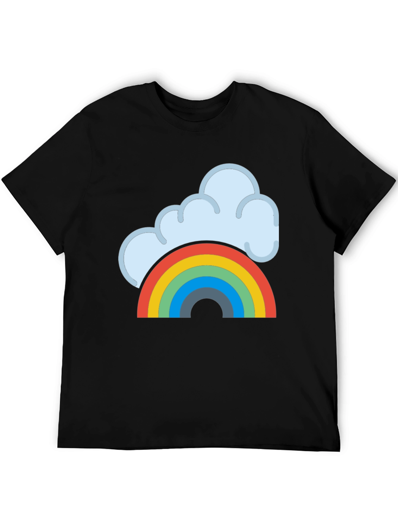 Black Rainbow Cloud Graphic Tee - Black Cotton T-Shirt view 5