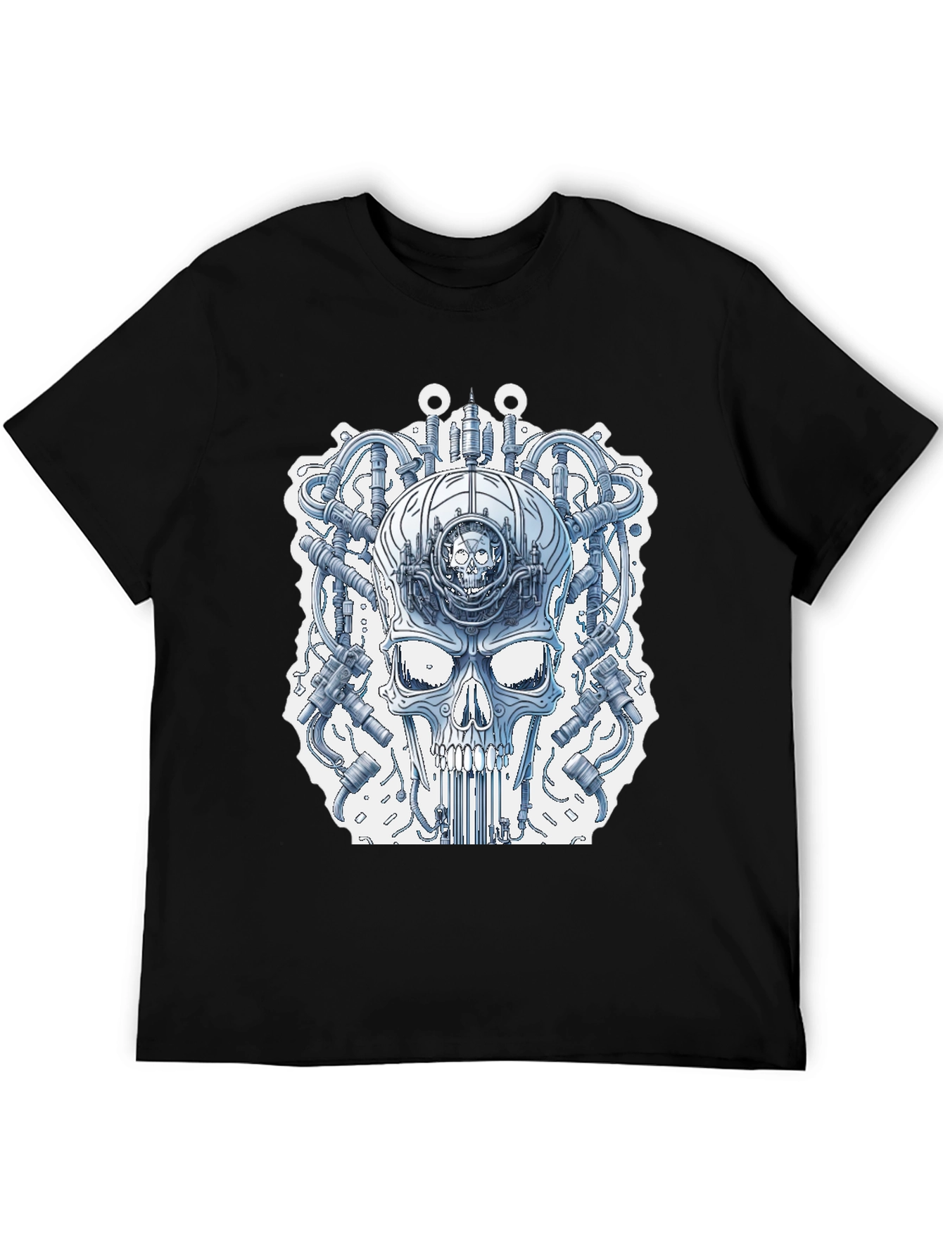 Black Steampunk Skull T-Shirt - Unique Graphic Tee view 5