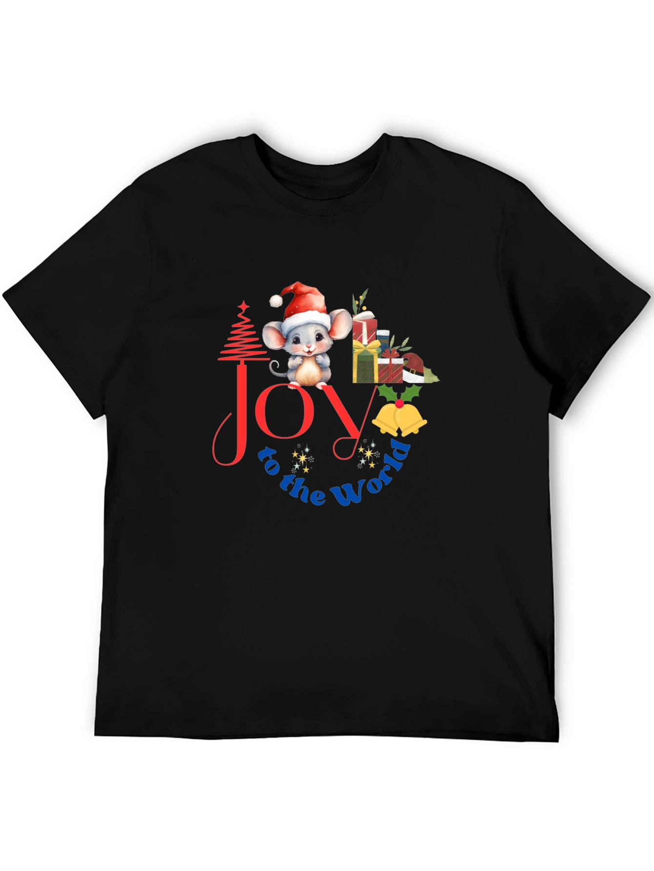 Black Joy to the World Christmas Graphic Tee view 5