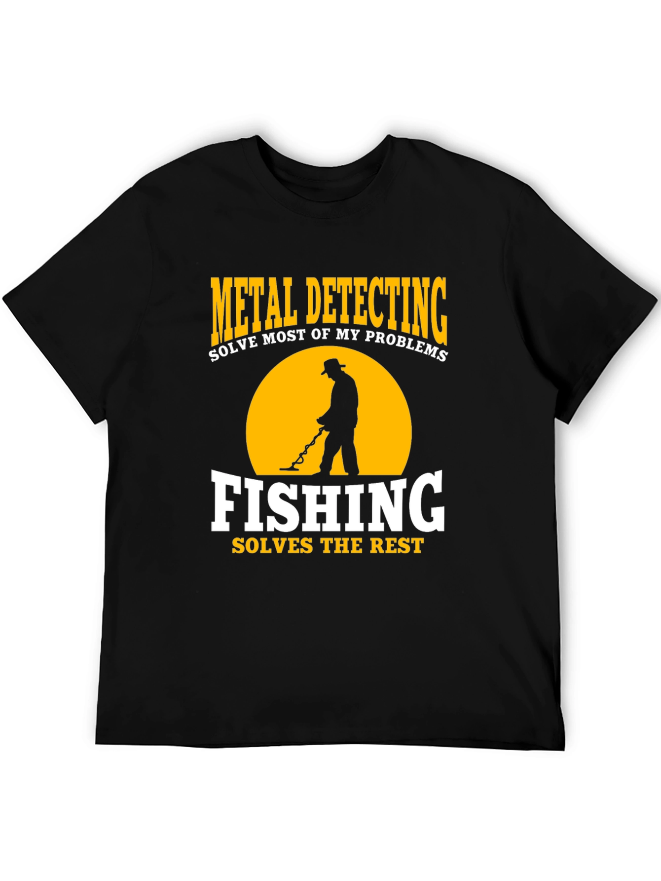 Black Metal Detecting & Fishing Graphic T-Shirt view 5