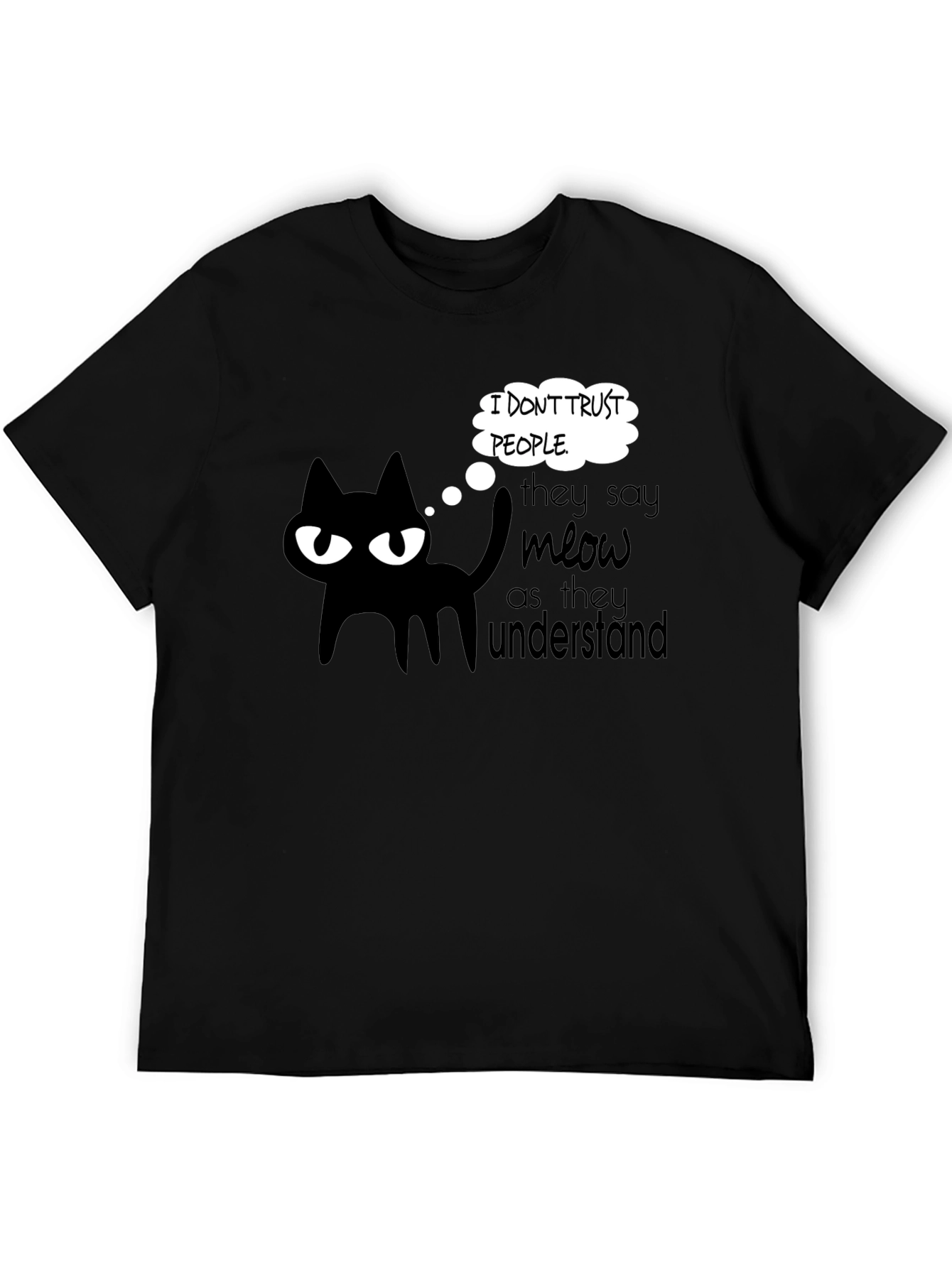 Black Cynical Cat Tee: I Don't Trust People Graphic T-Shirt view 5