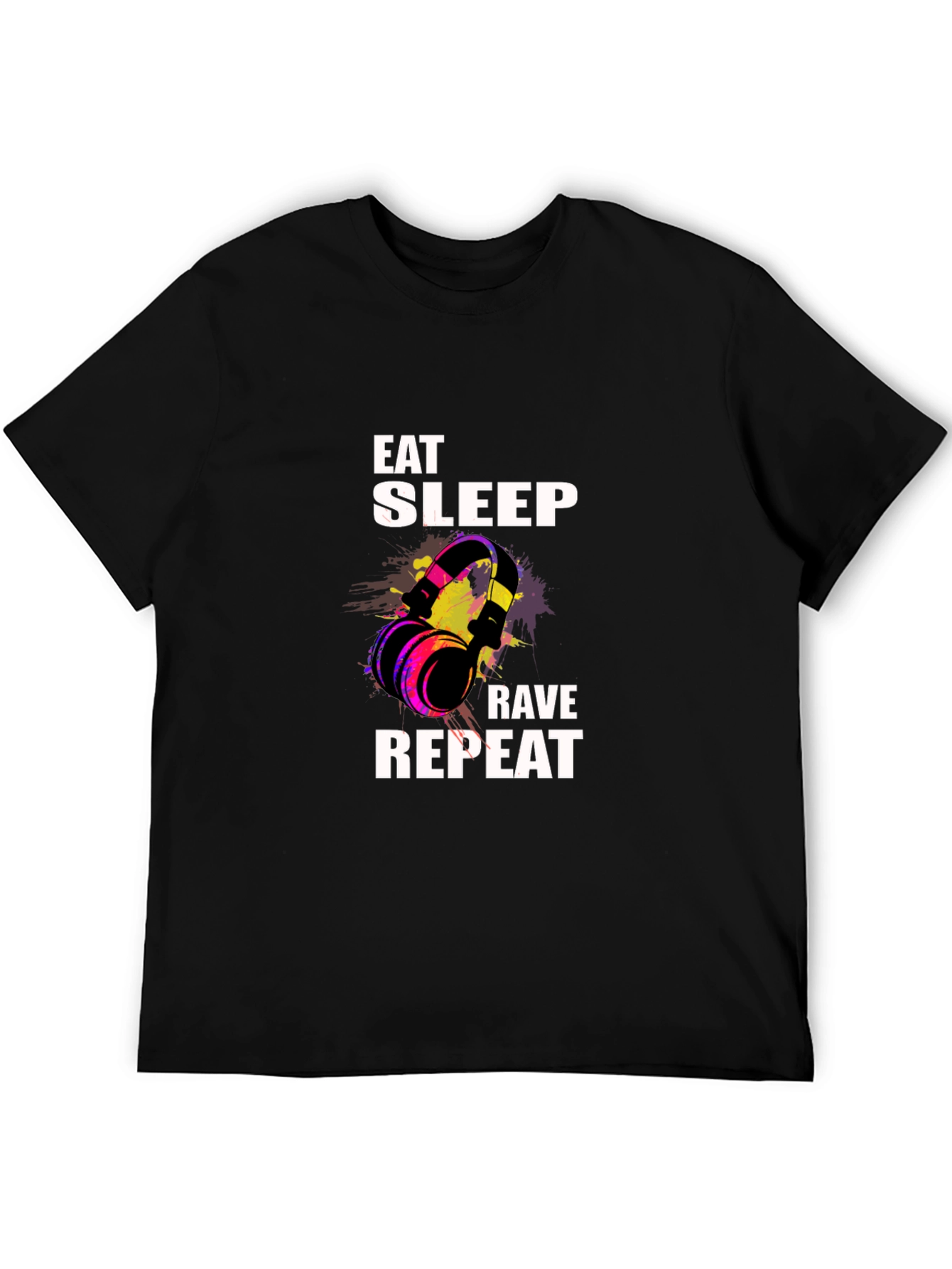 Black Eat Sleep Rave Repeat Graphic Tee view 5