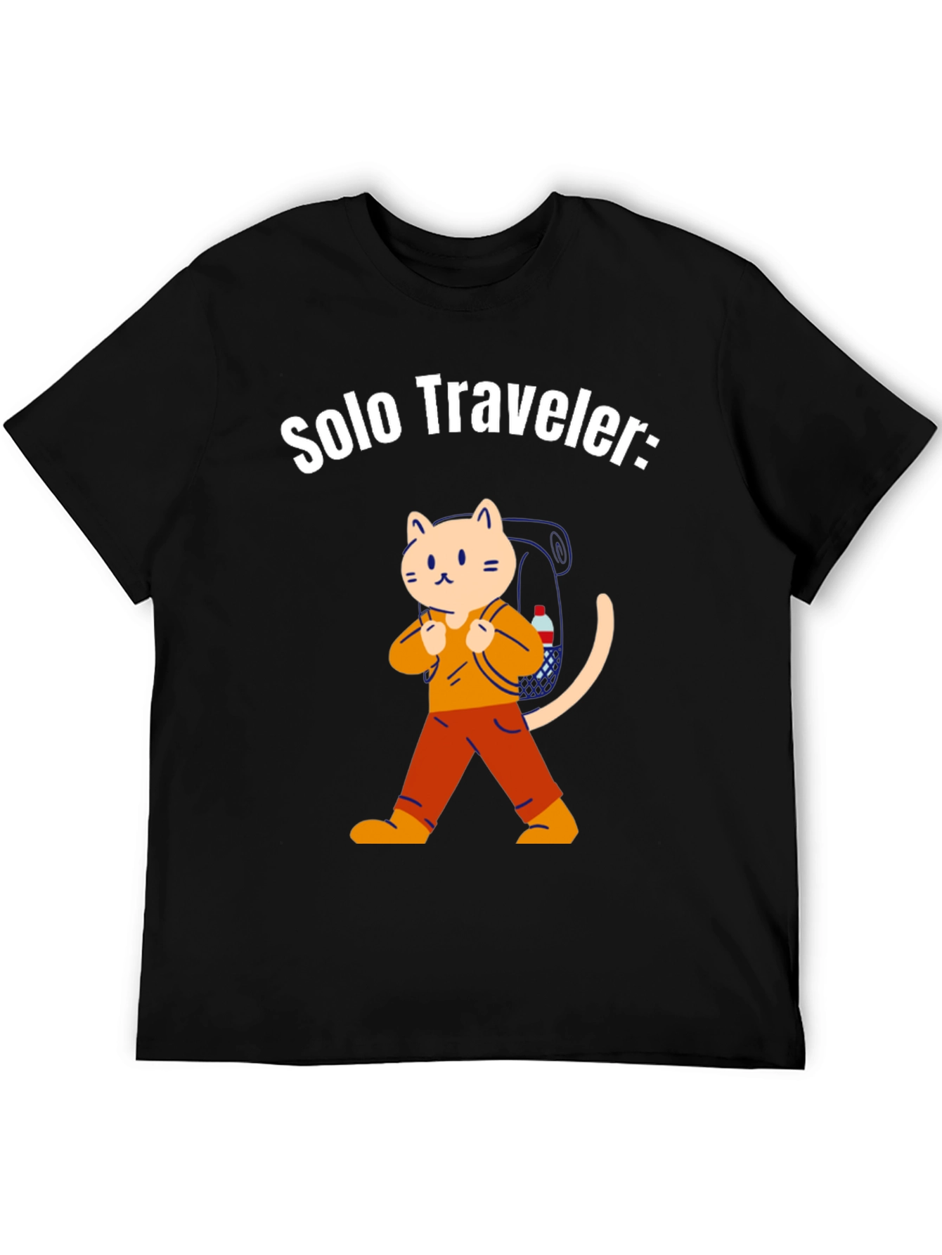 Black Solo Traveler Cat T-Shirt view 5