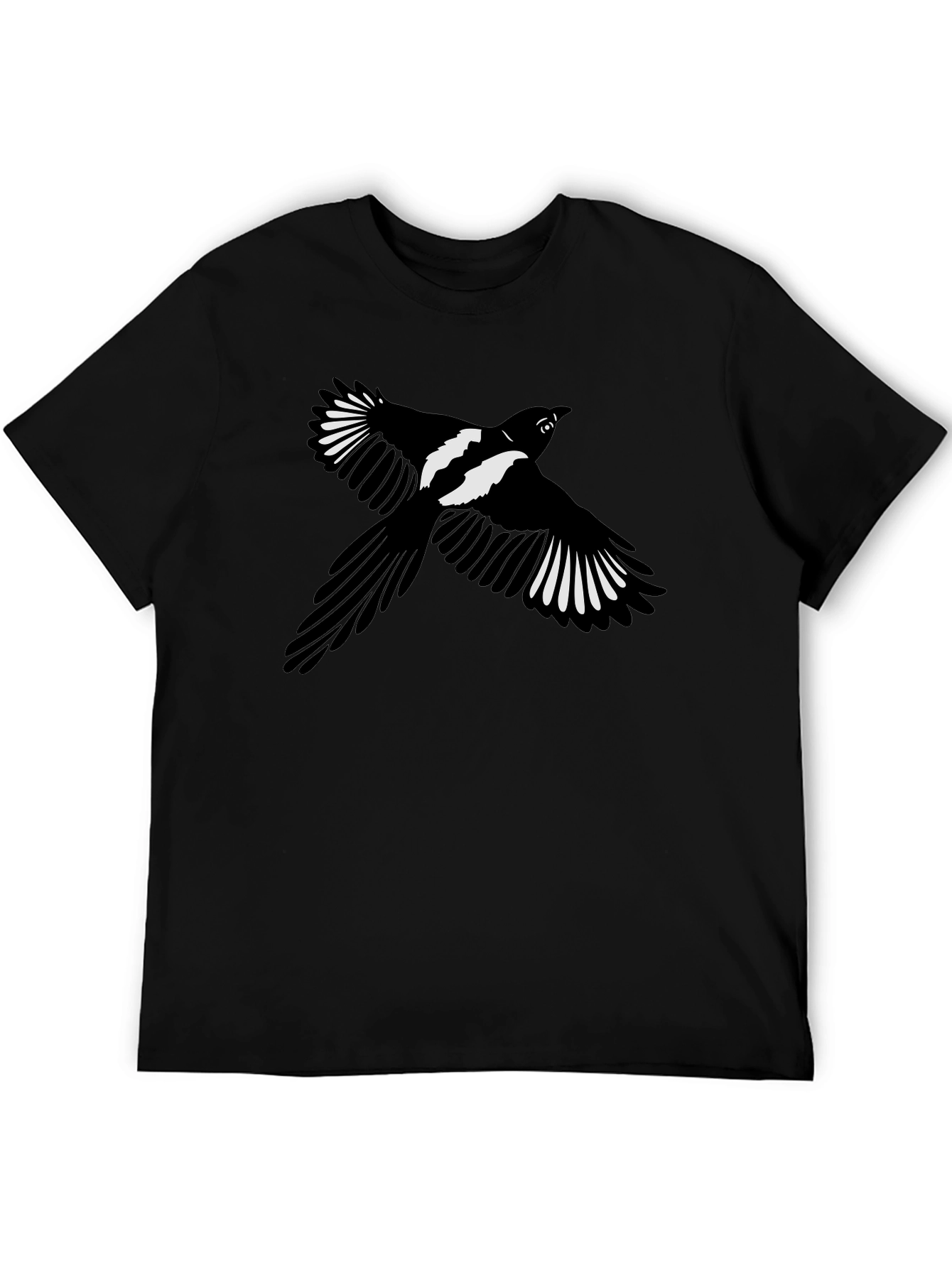 Black Black T-Shirt with Magpie Bird Graphic view 5