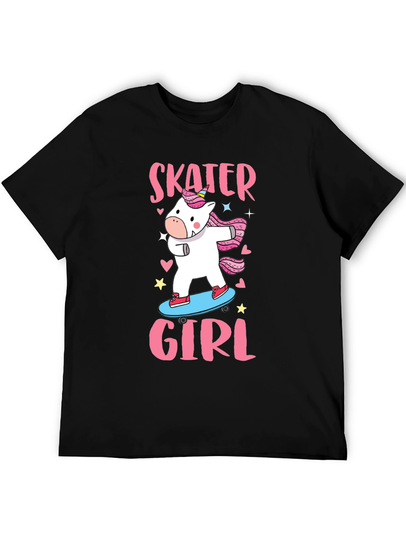 Black Skater Girl Unicorn T-Shirt - Cute Graphic Tee view 5