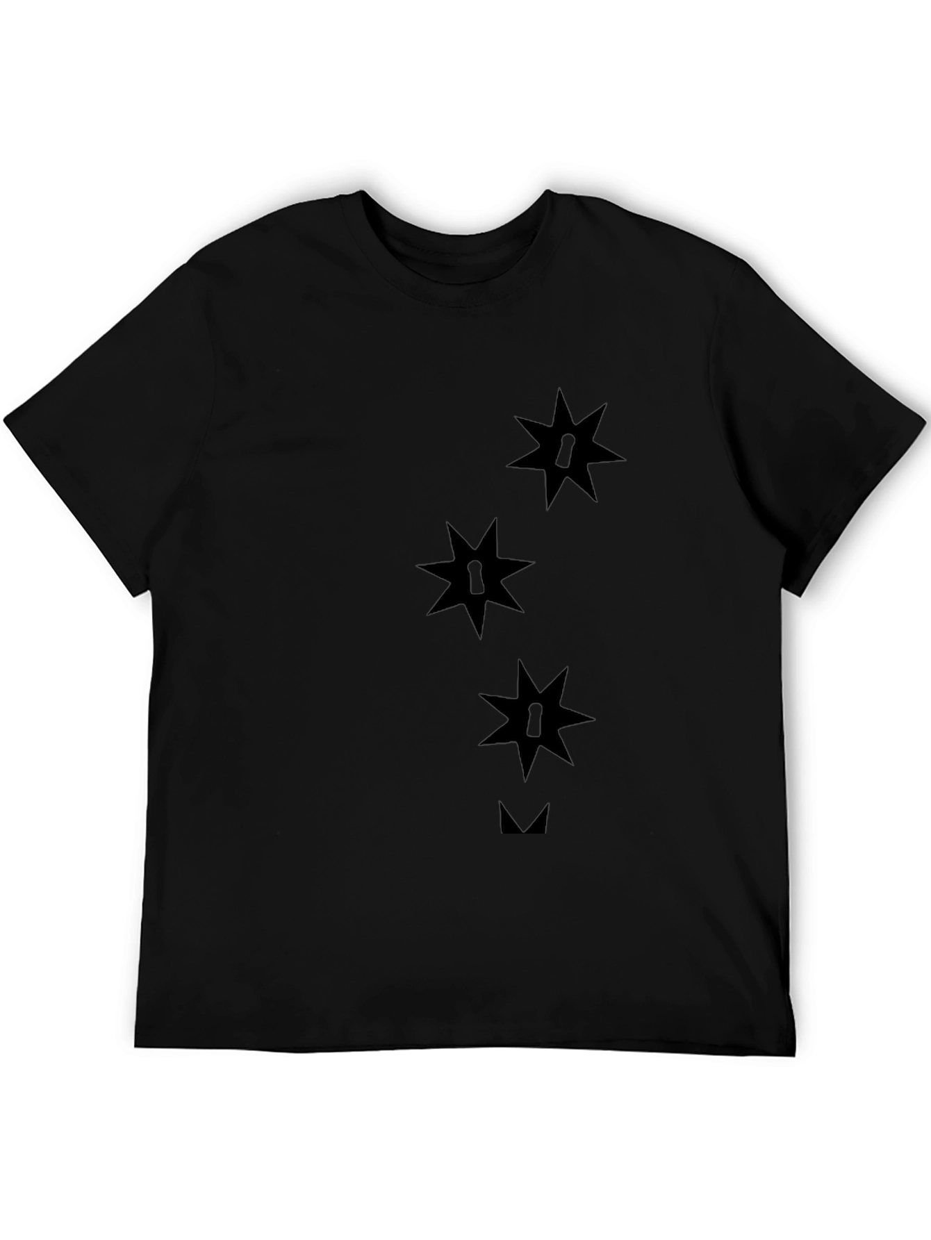 Black Black Graphic Tee - Stars and Lock Design view 5