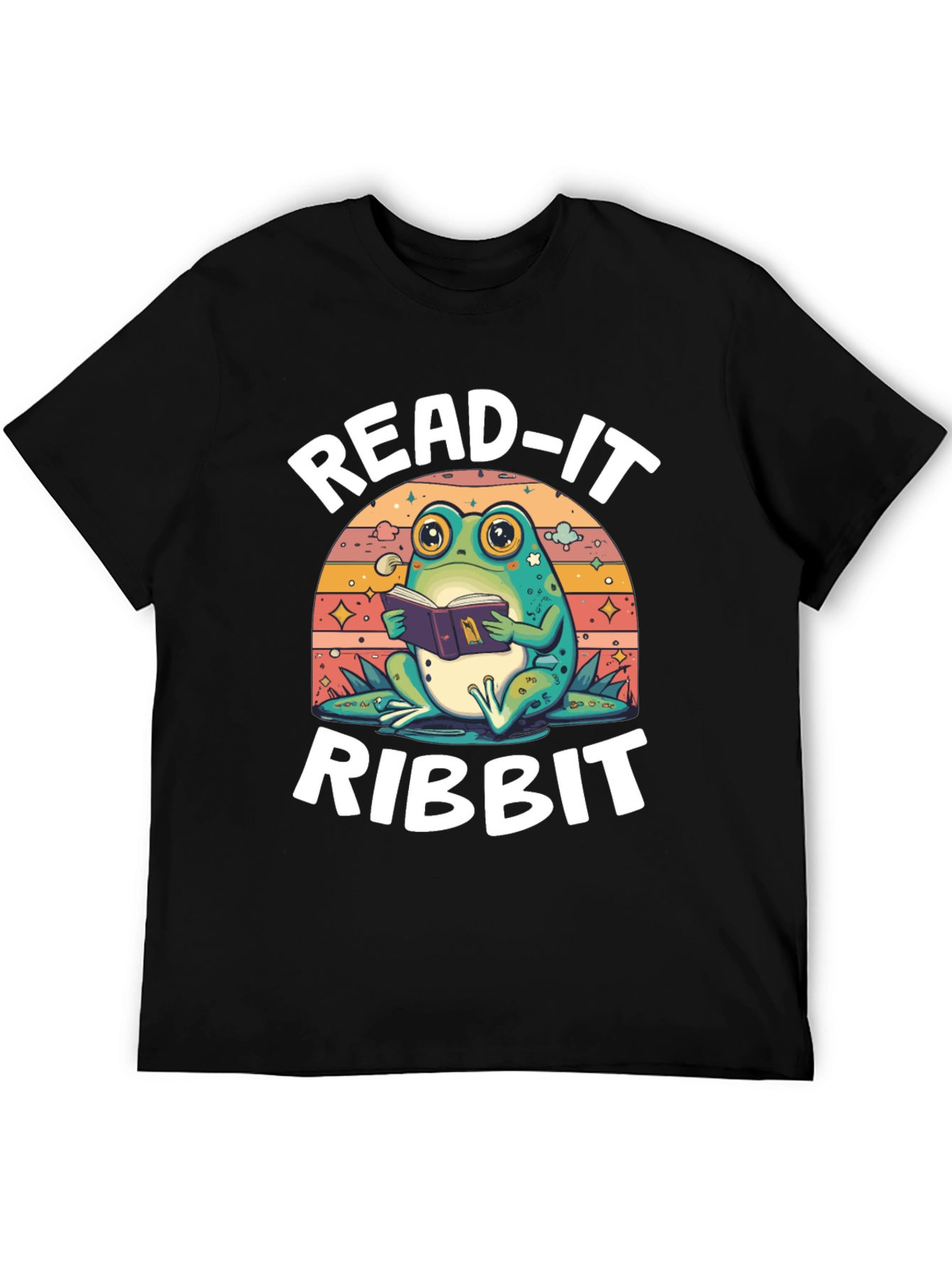 Black Read-It Ribbit Frog Graphic Tee - Book Lover Shirt view 5