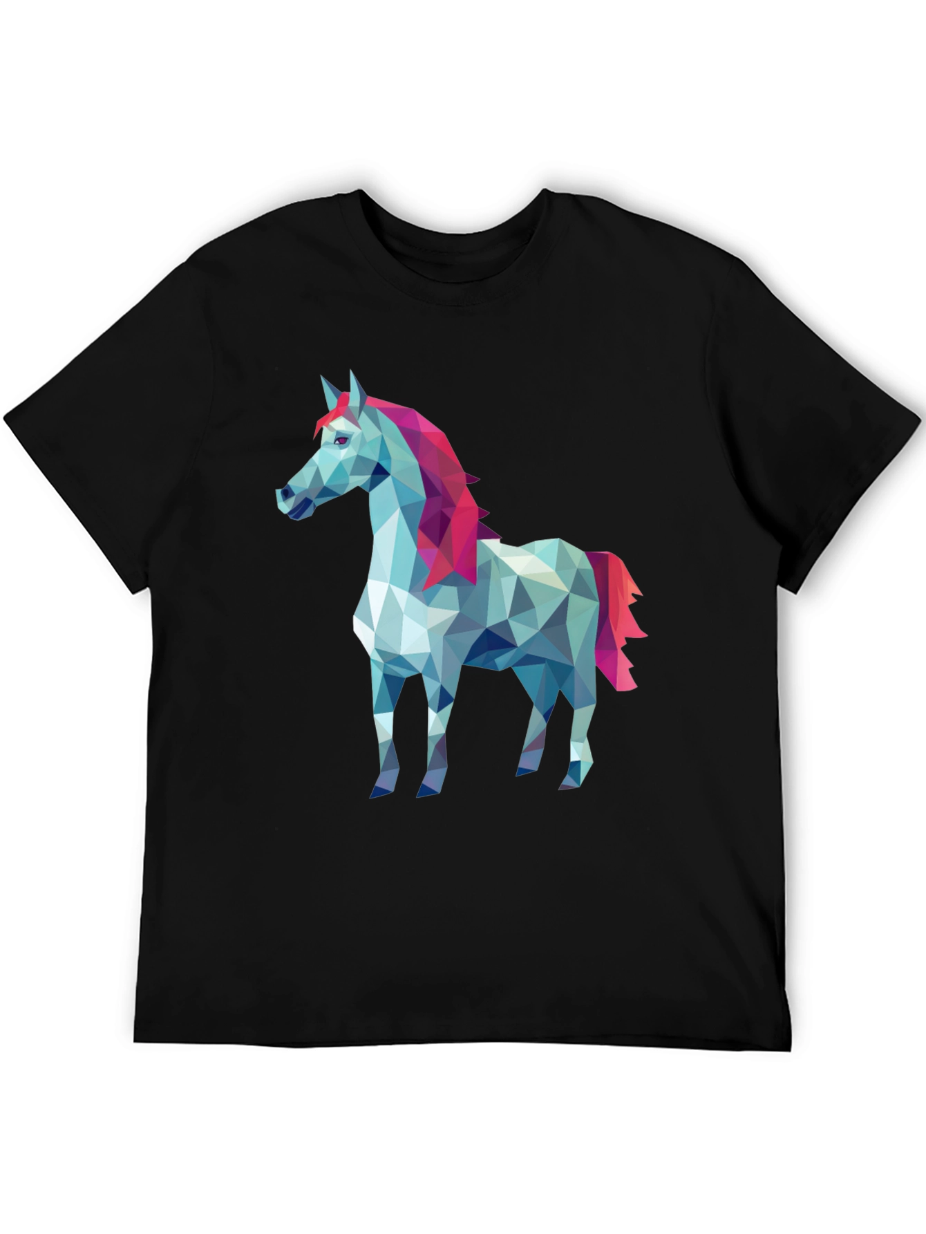 Black Geometric Horse Graphic Tee - Stylish Men's Black T-Shirt view 5