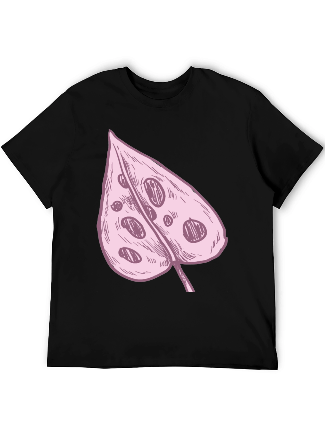 Black Pink Swiss Cheese Leaf Graphic Black Tee view 5