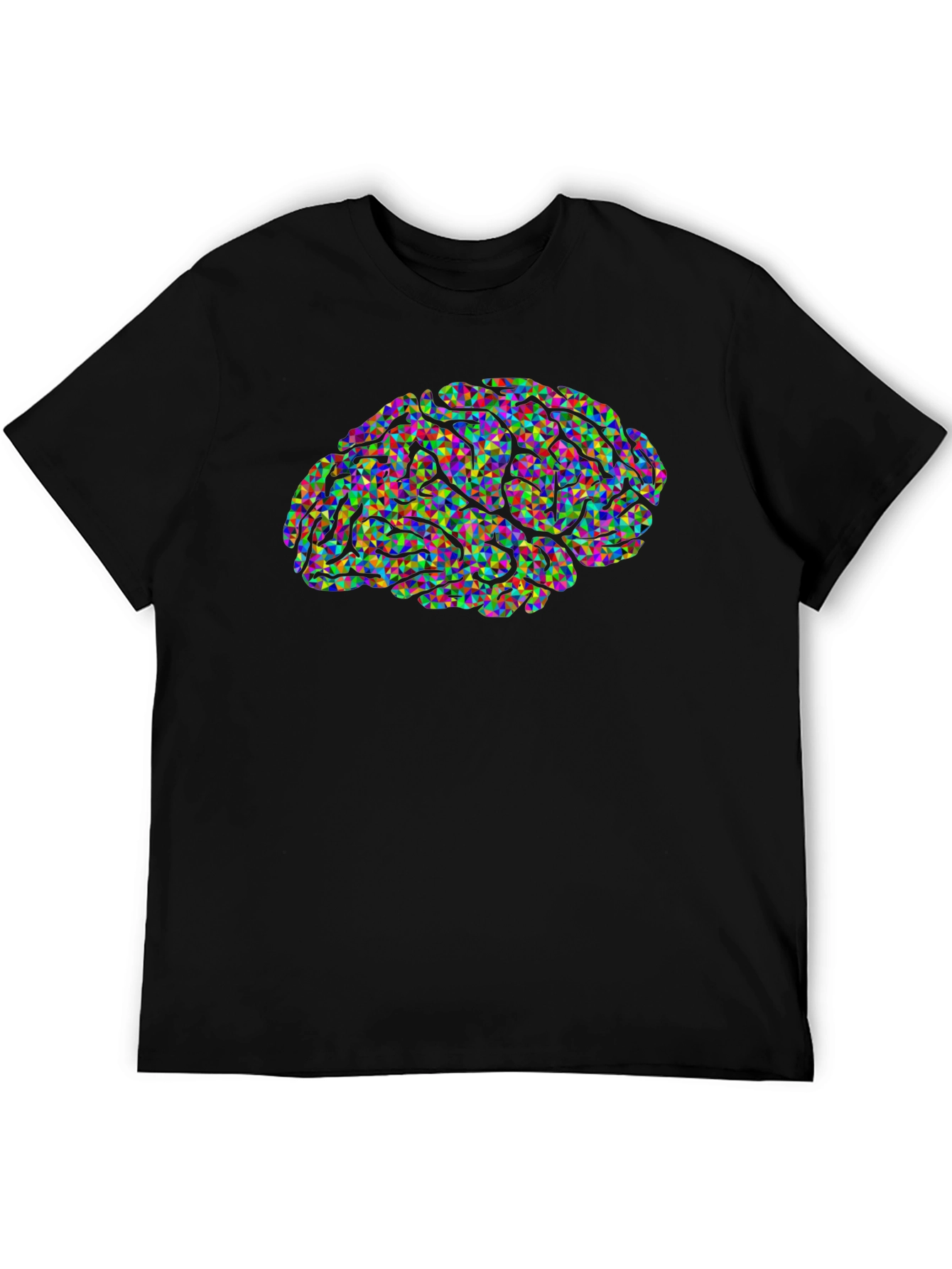 Black Abstract Brain Graphic Black T-Shirt view 5