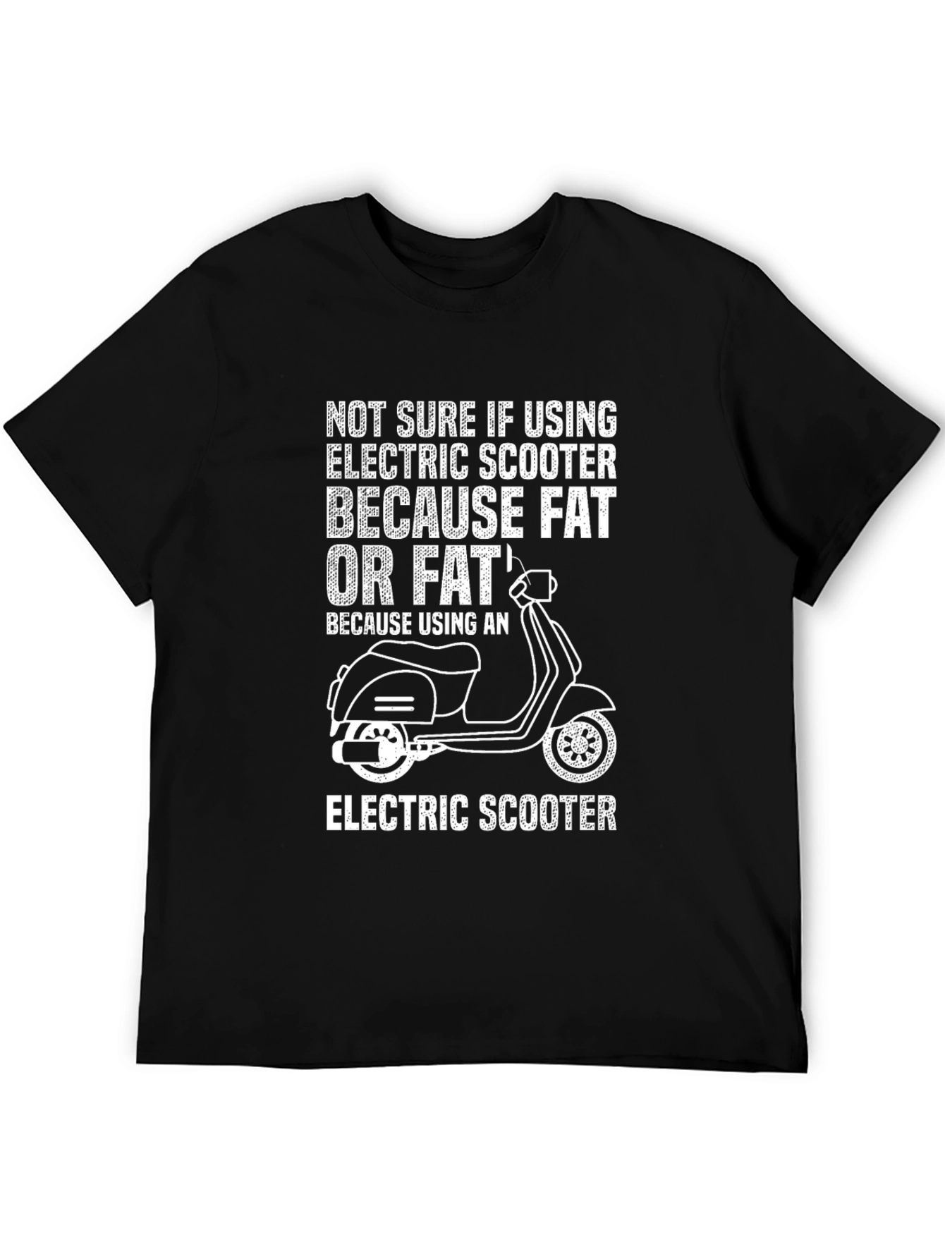 Black Funny Electric Scooter T-Shirt - Fat or Lazy? view 5