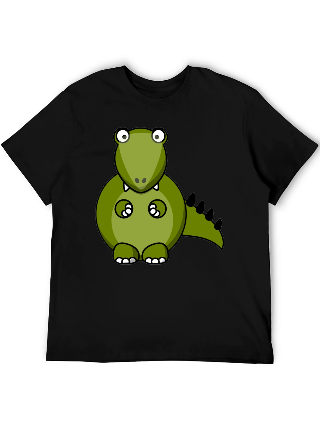 Black Cartoon Dino Graphic Tee - Men's Black T-Shirt view 5