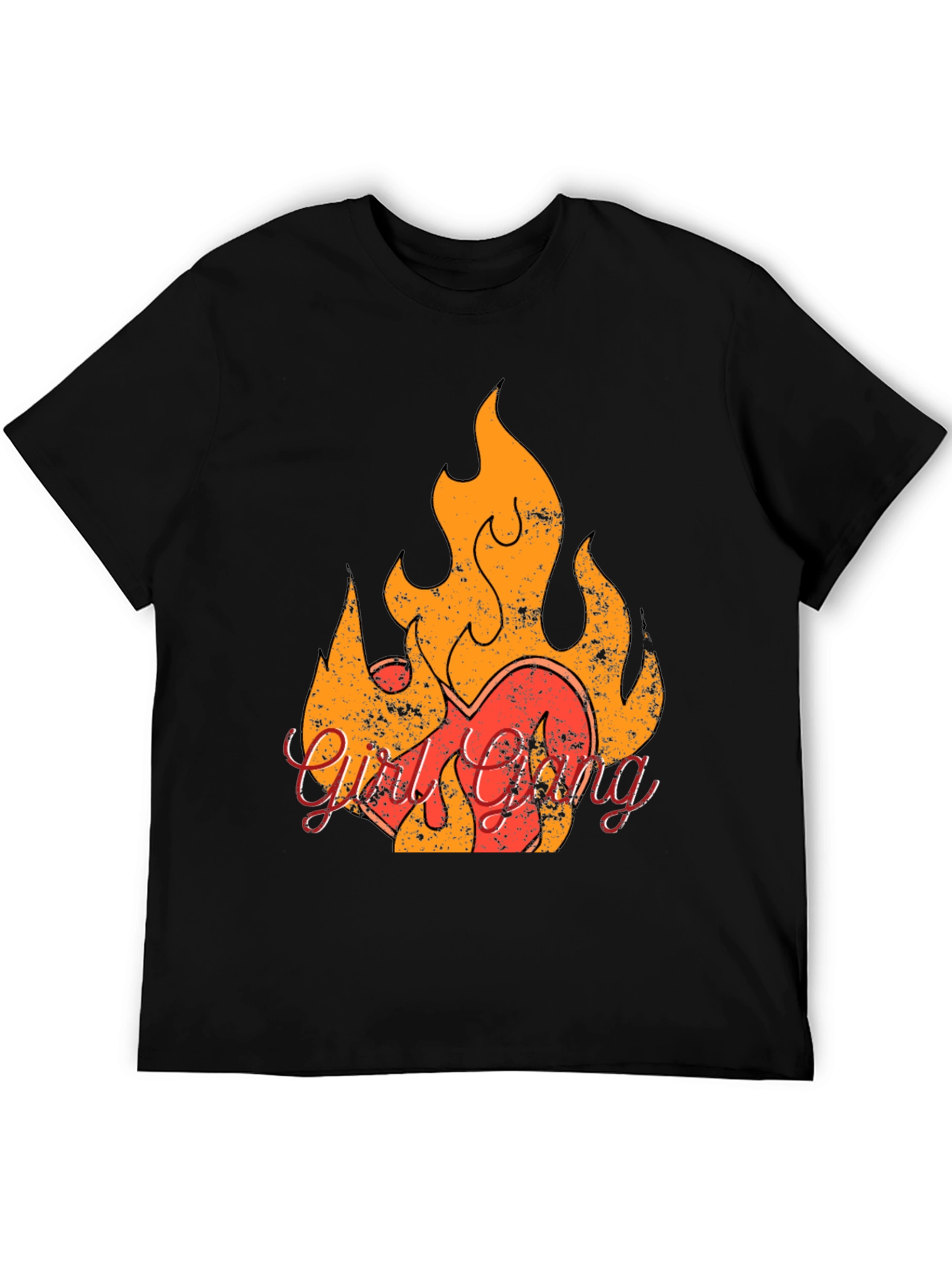 Black Fiery Heart Graphic T-Shirt - Rock & Roll Style view 5