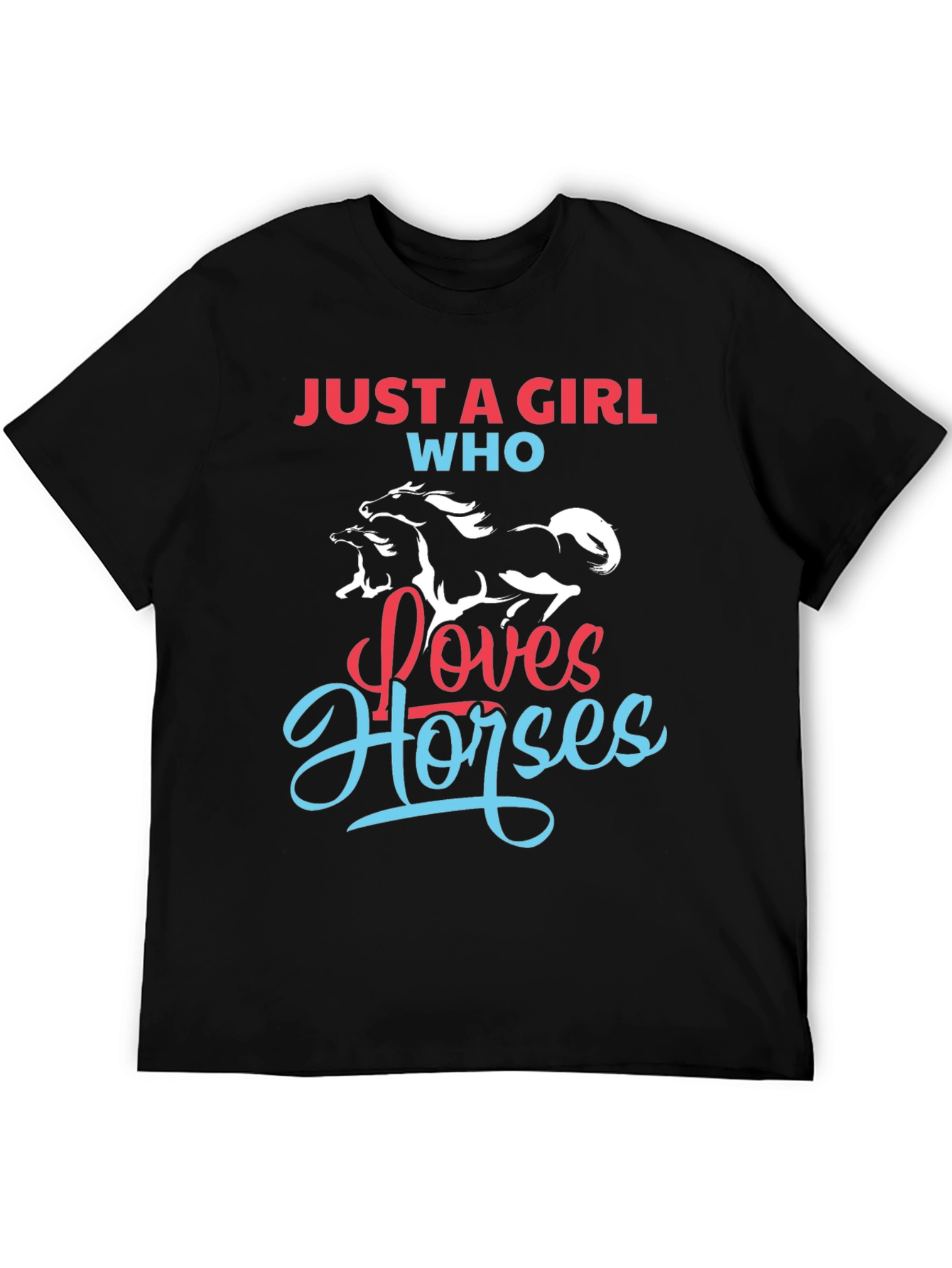 Black Just A Girl Who Loves Horses Graphic Tee view 5