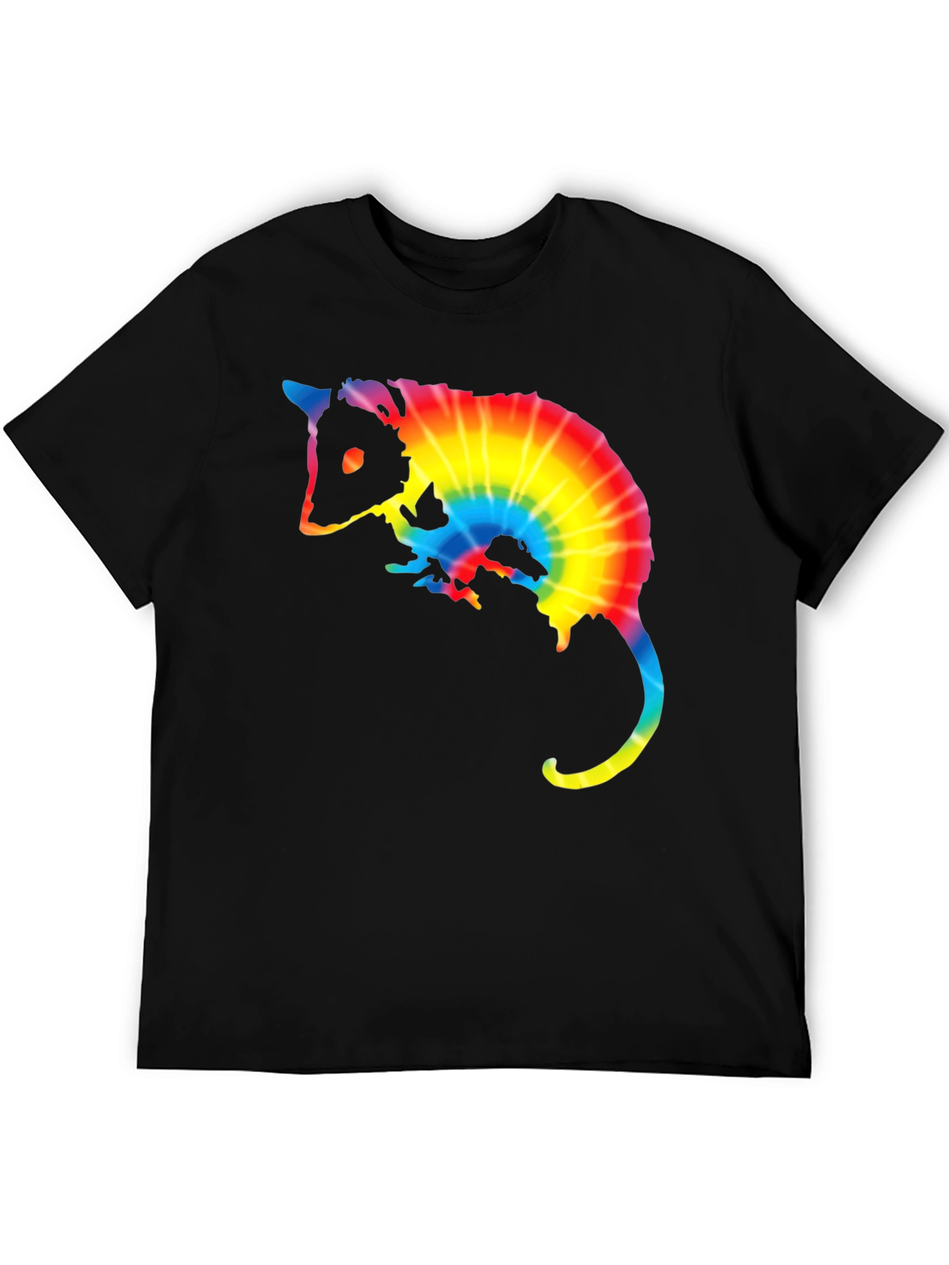 Black Tie Dye Opossum Graphic Tee - Black view 5