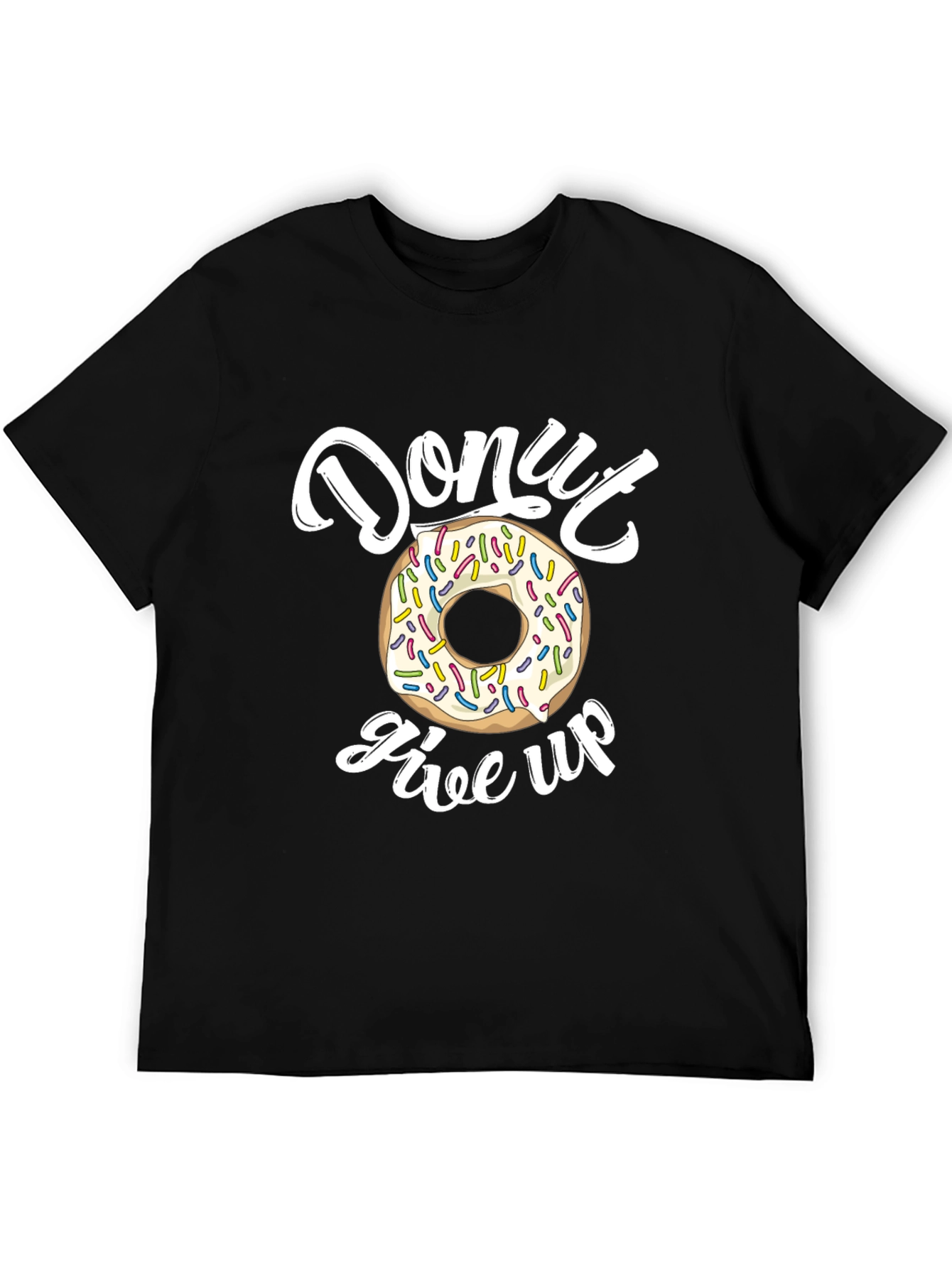 Black Donut Give Up T-Shirt - Unisex Motivational Tee view 5