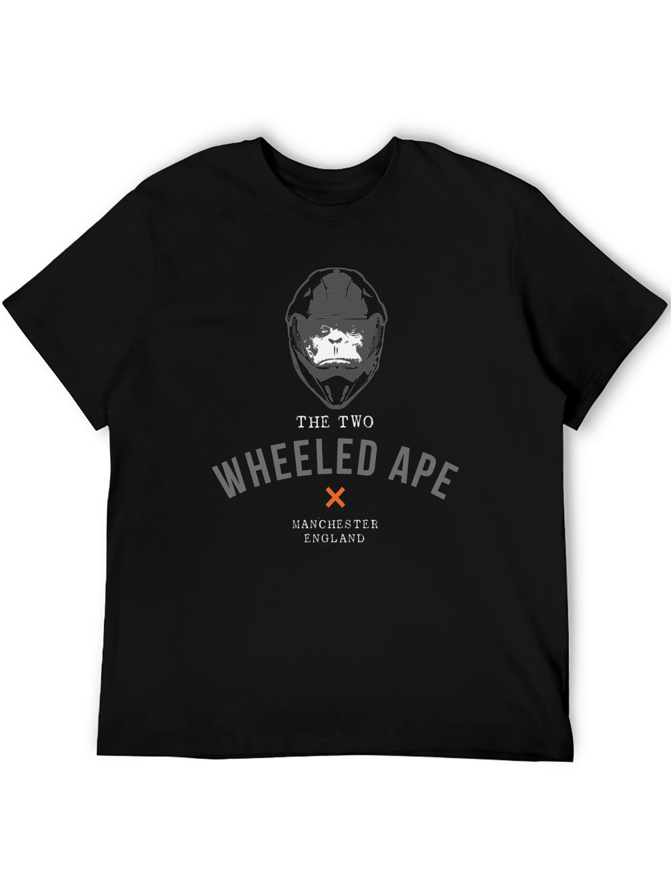 Black Two Wheeled Ape T-Shirt - Motorcycle Helmet Ape Design view 5