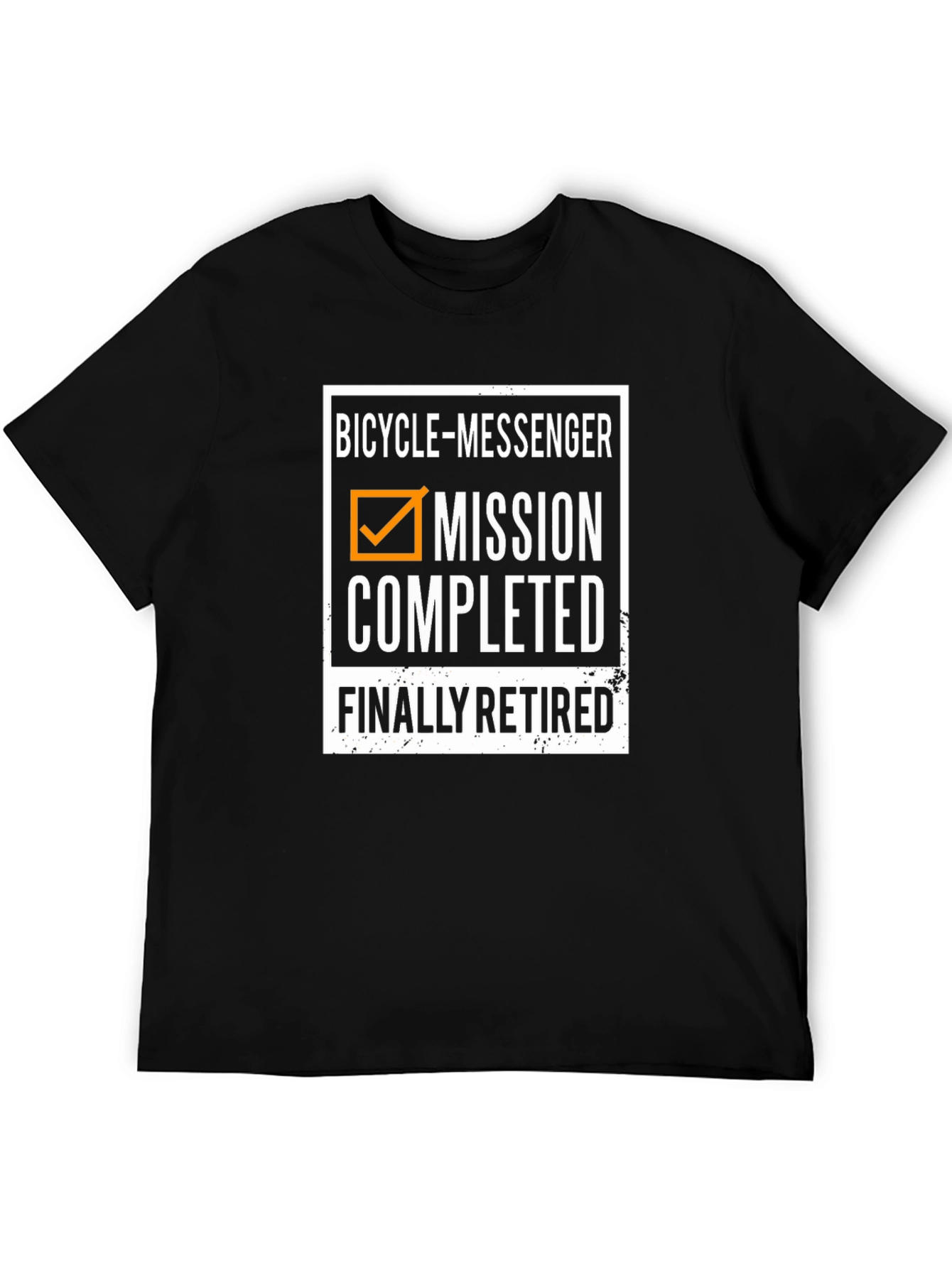 Black Bicycle Messenger Mission Completed Retired T-Shirt view 5