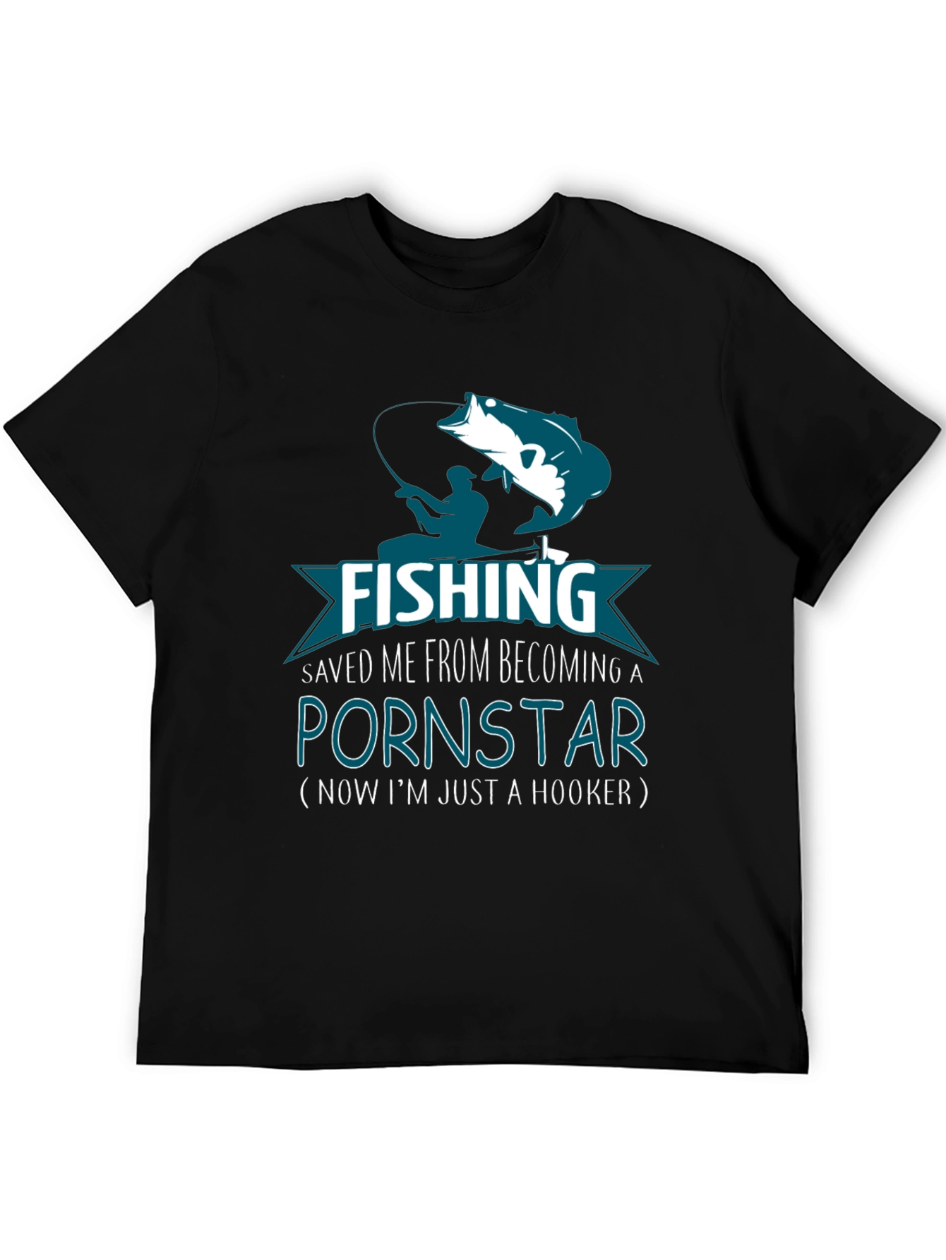 Black Fishing Hook T-Shirt Novelty Gift view 5