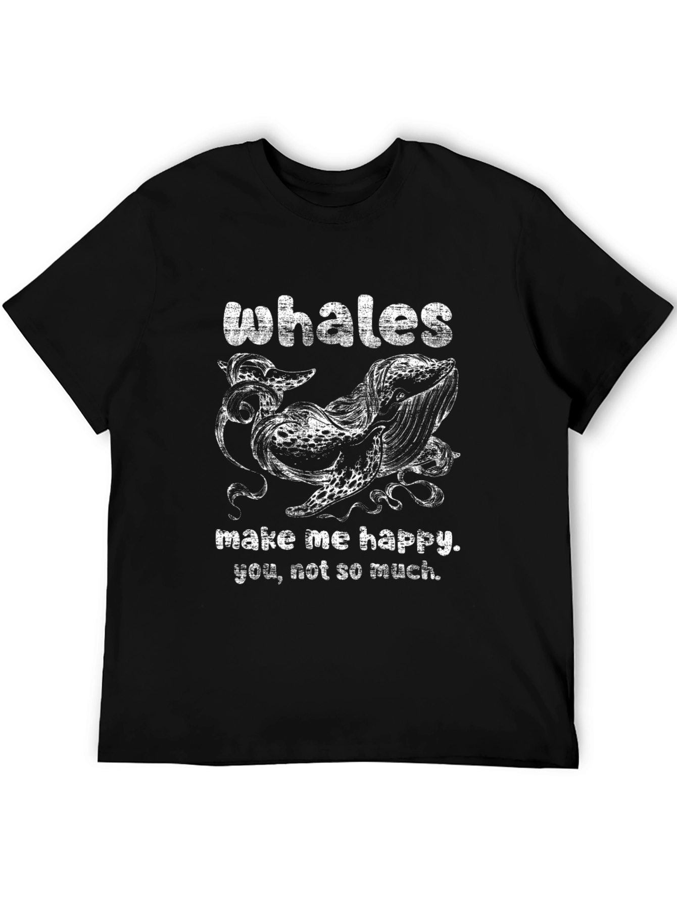 Black Whales Make Me Happy T-Shirt - Funny Ocean Lover Tee view 5