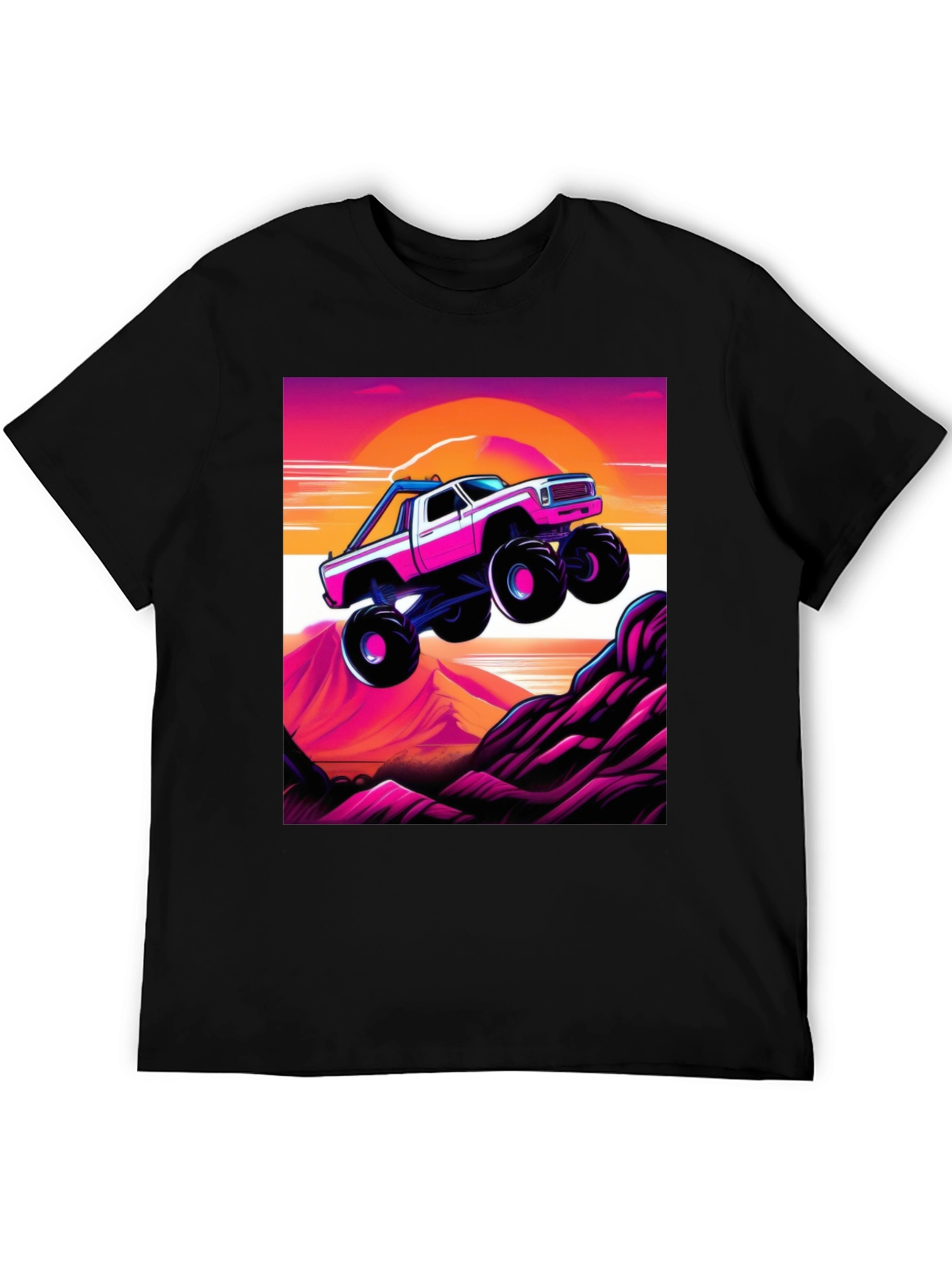 Black Retro Monster Truck Graphic Tee view 5