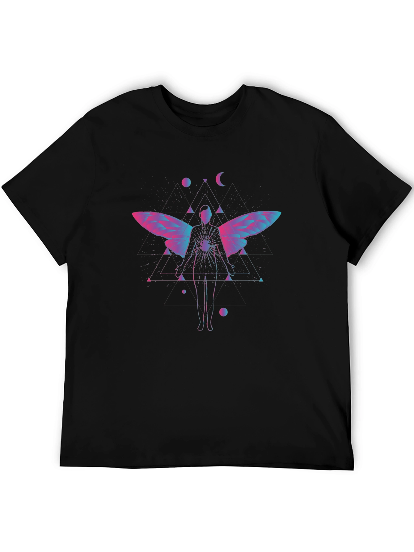 Black Geometric Fairy Graphic Tee - Black view 5