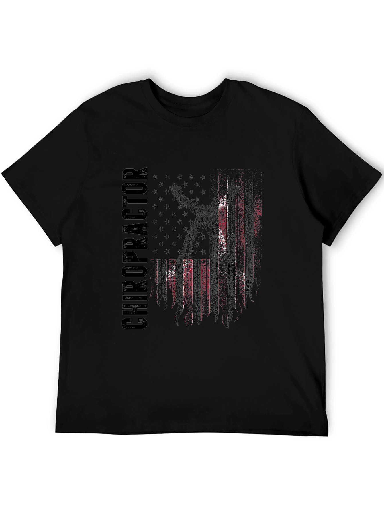 Black Chiropractor USA Flag Graphic T-Shirt view 5