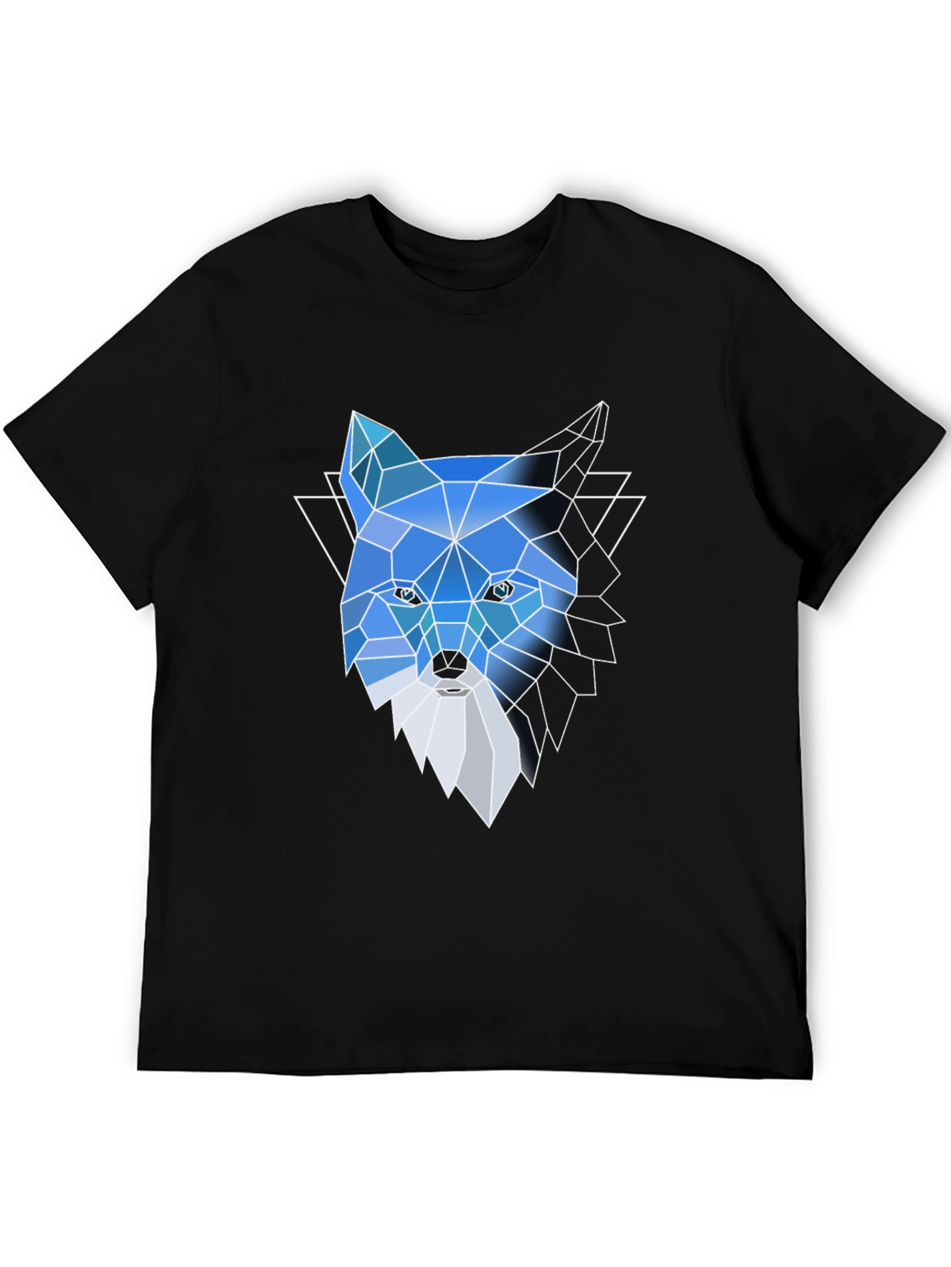 Black Geometric Fox Graphic Tee - Modern Crew Neck T-Shirt view 5