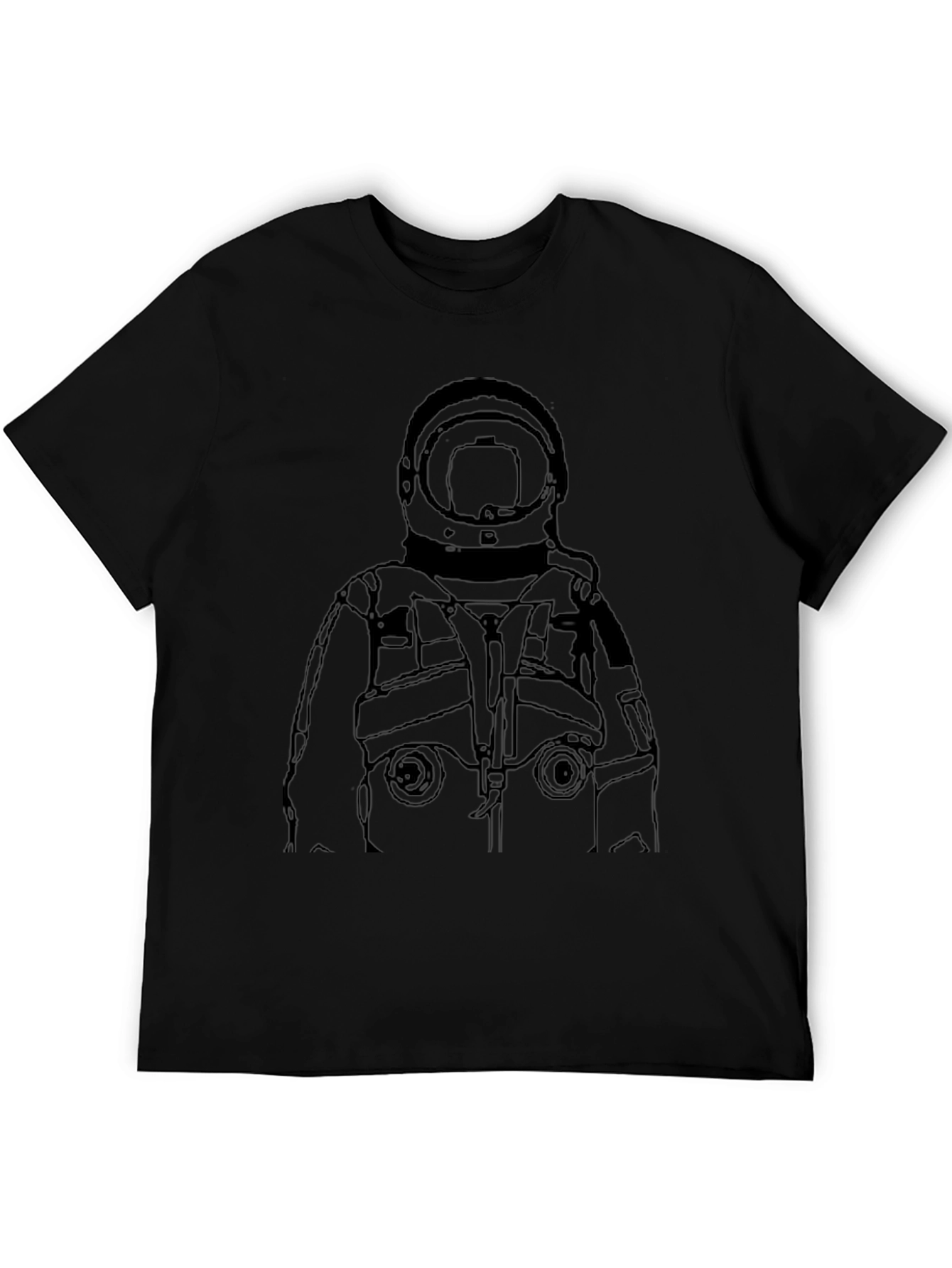 Black Astronaut Outline Graphic Tee - Black view 5