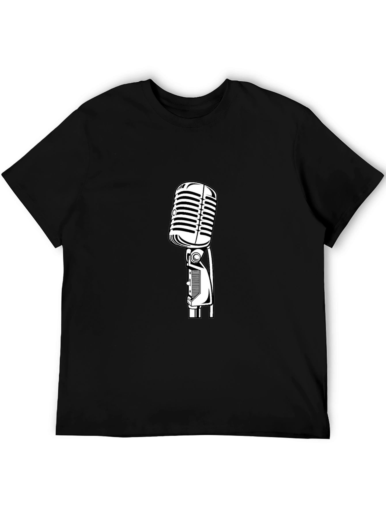 Black Vintage Microphone Graphic Tee - Classic Vocal Style! view 5