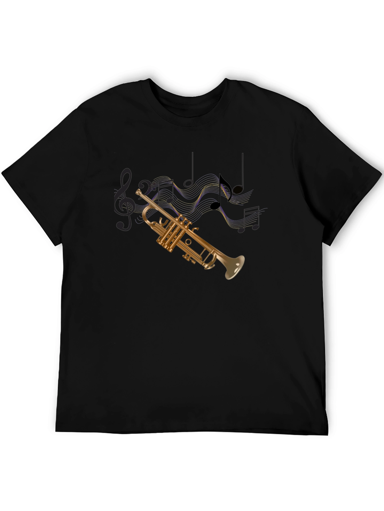 Black Trumpet Music Notes T-Shirt view 5