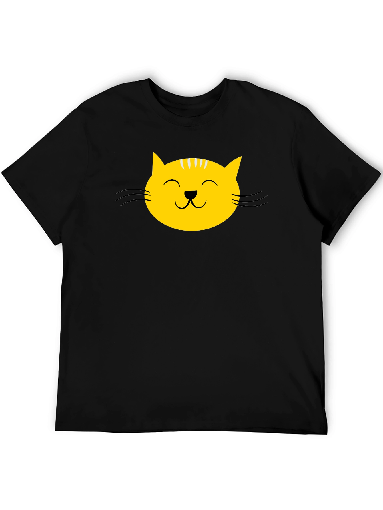 Black Black T-Shirt with Yellow Cat Face Graphic view 5