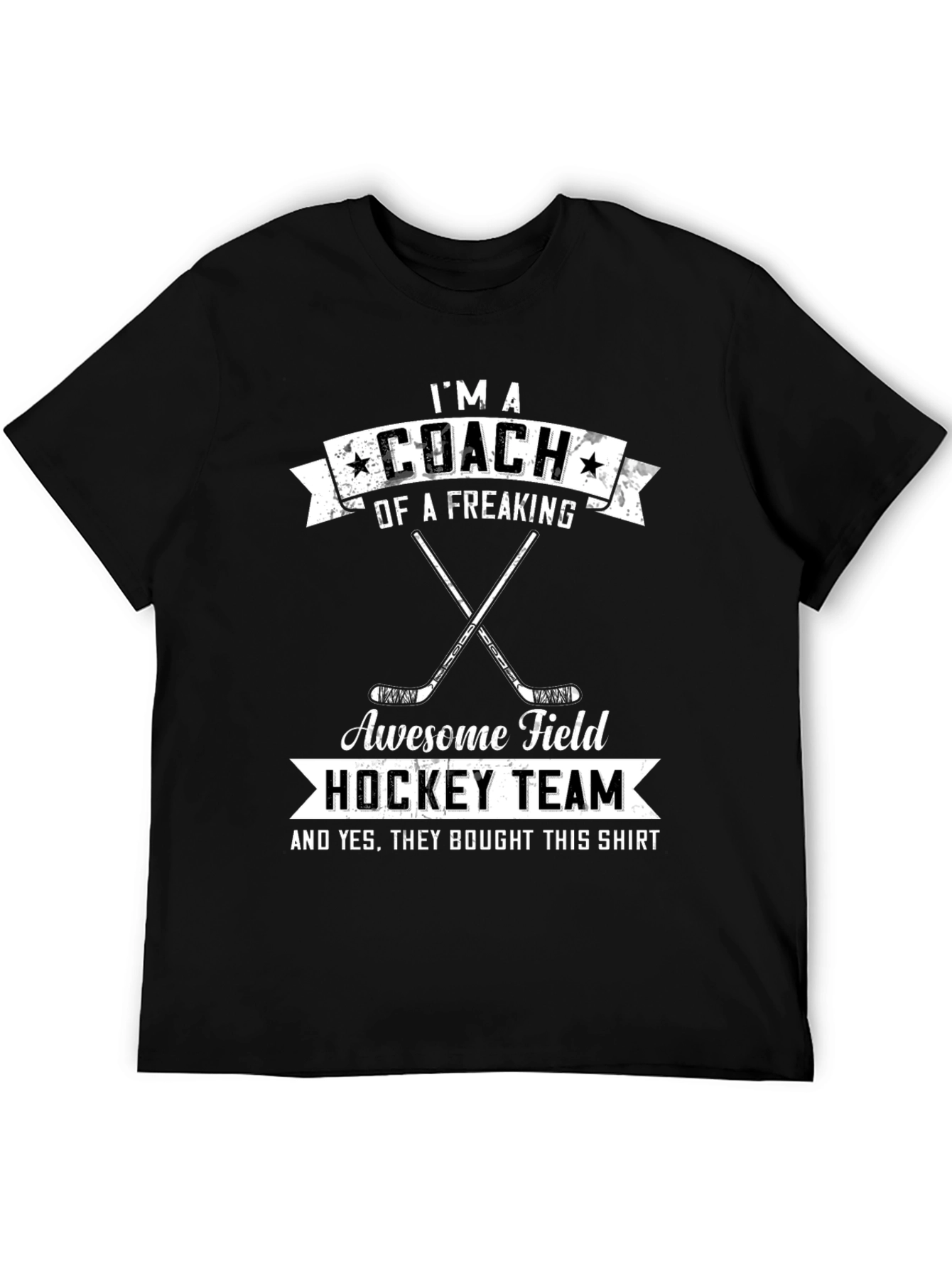 Black Funny Coach Hockey T-Shirt - Awesome Field Hockey Team Tee view 5