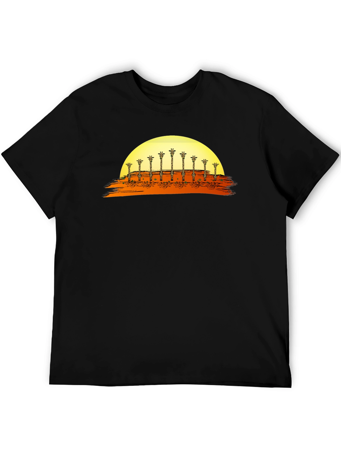 Black Giraffe Sunset Graphic T-Shirt view 5