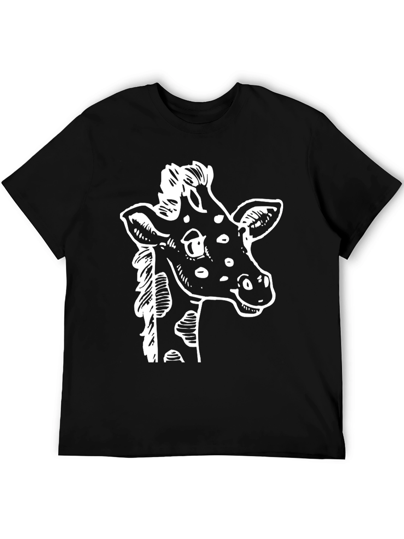 Black Giraffe Graphic Tee - Black Cotton T-Shirt view 5