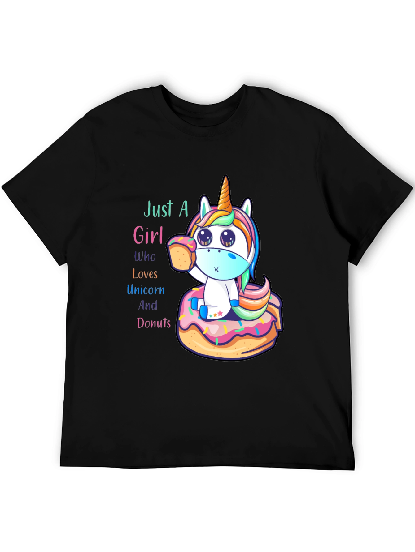 Black Unicorn & Donuts Graphic T-Shirt view 5
