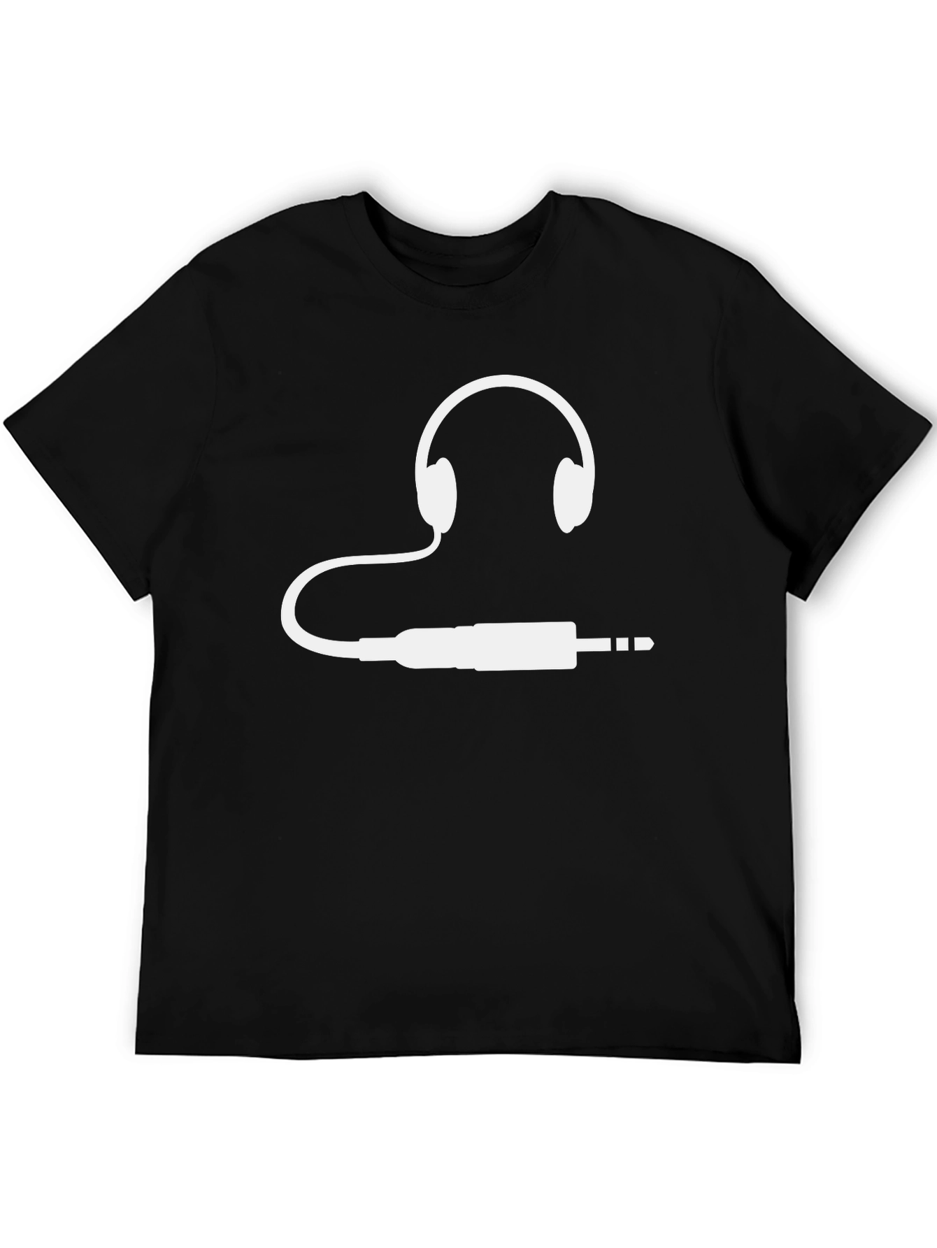 Black Headphone Jack Graphic Tee - Music Lover T-Shirt view 5