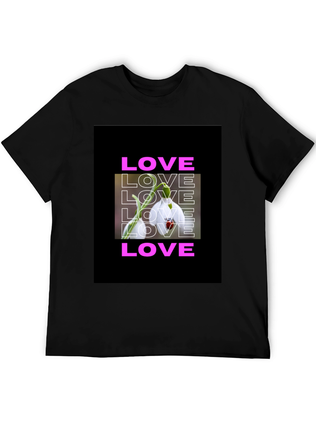 Black Love Flower Graphic T-Shirt - Black view 5