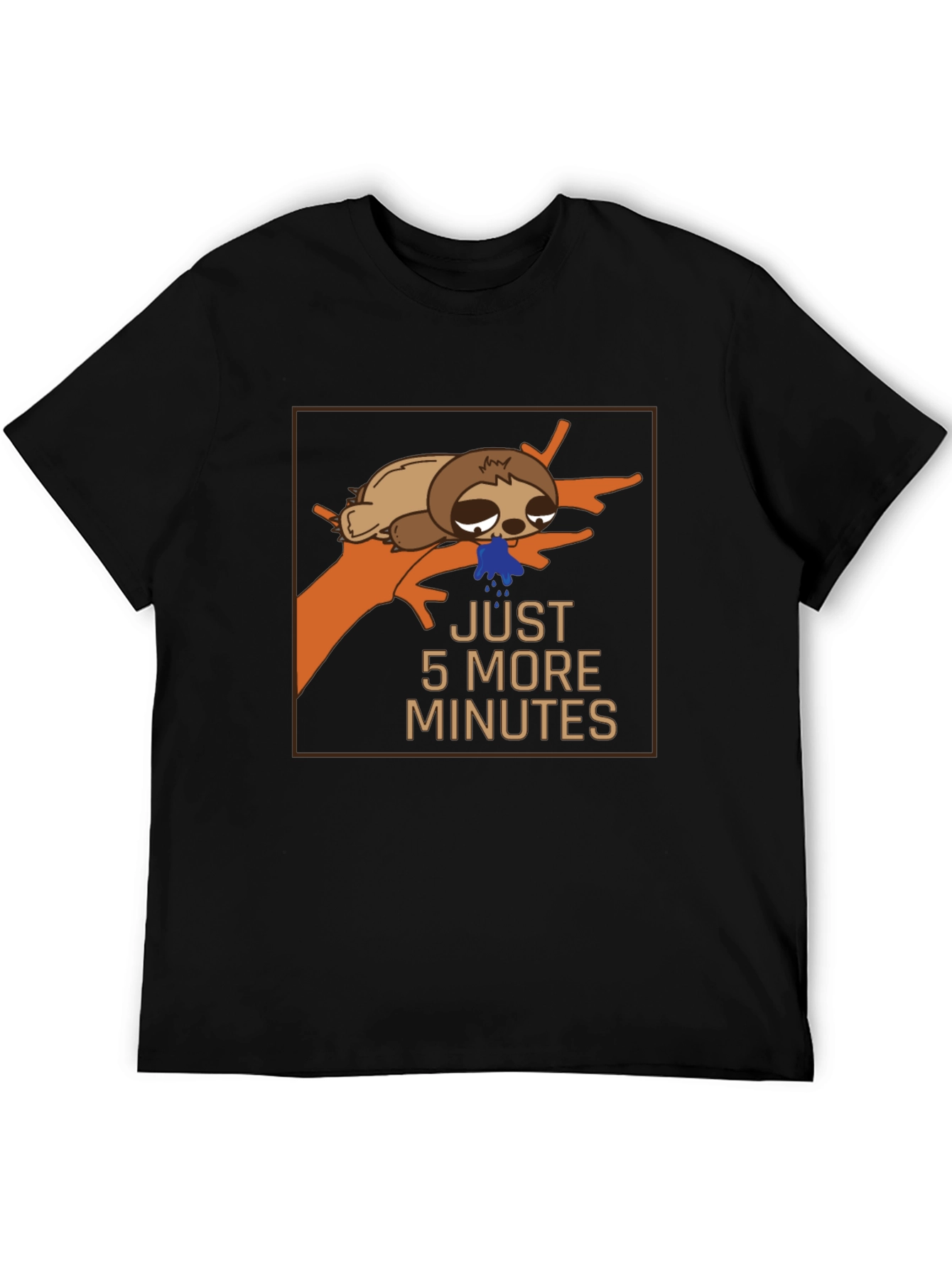 Black Lazy Sloth Graphic T-Shirt - "Just 5 More Minutes" view 5