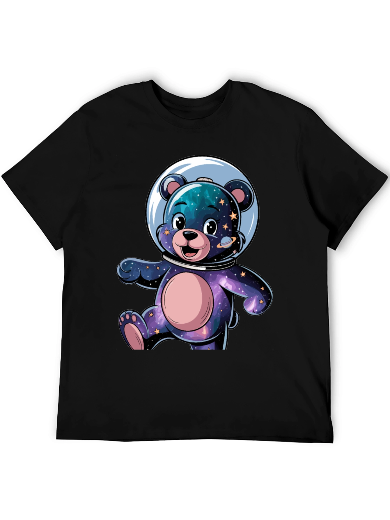 Black Astronaut Bear Graphic Tee - Galaxy Design view 5