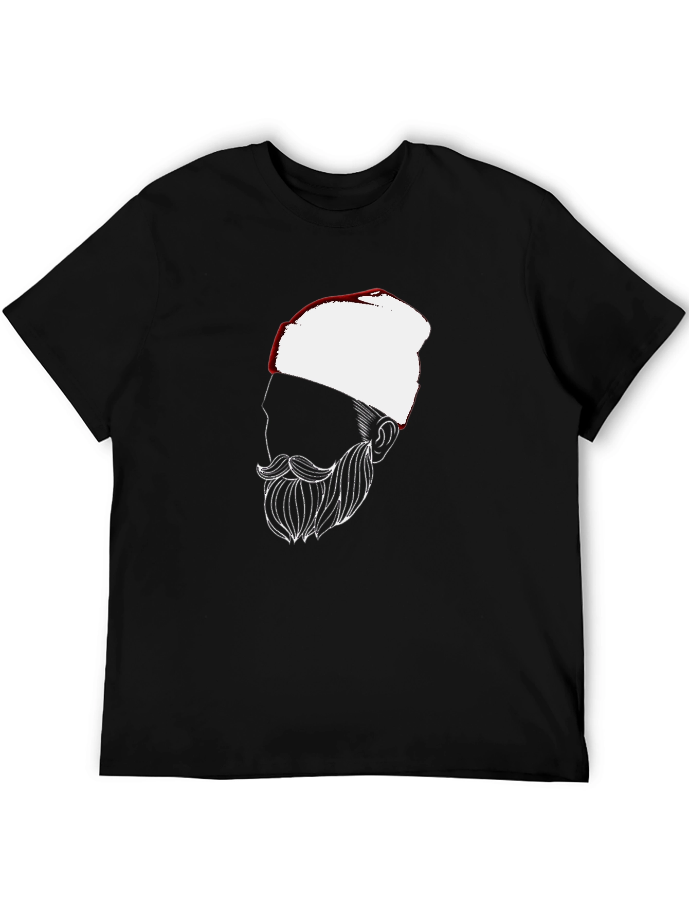Black Men's Black T-Shirt with Bearded Man Graphic view 5